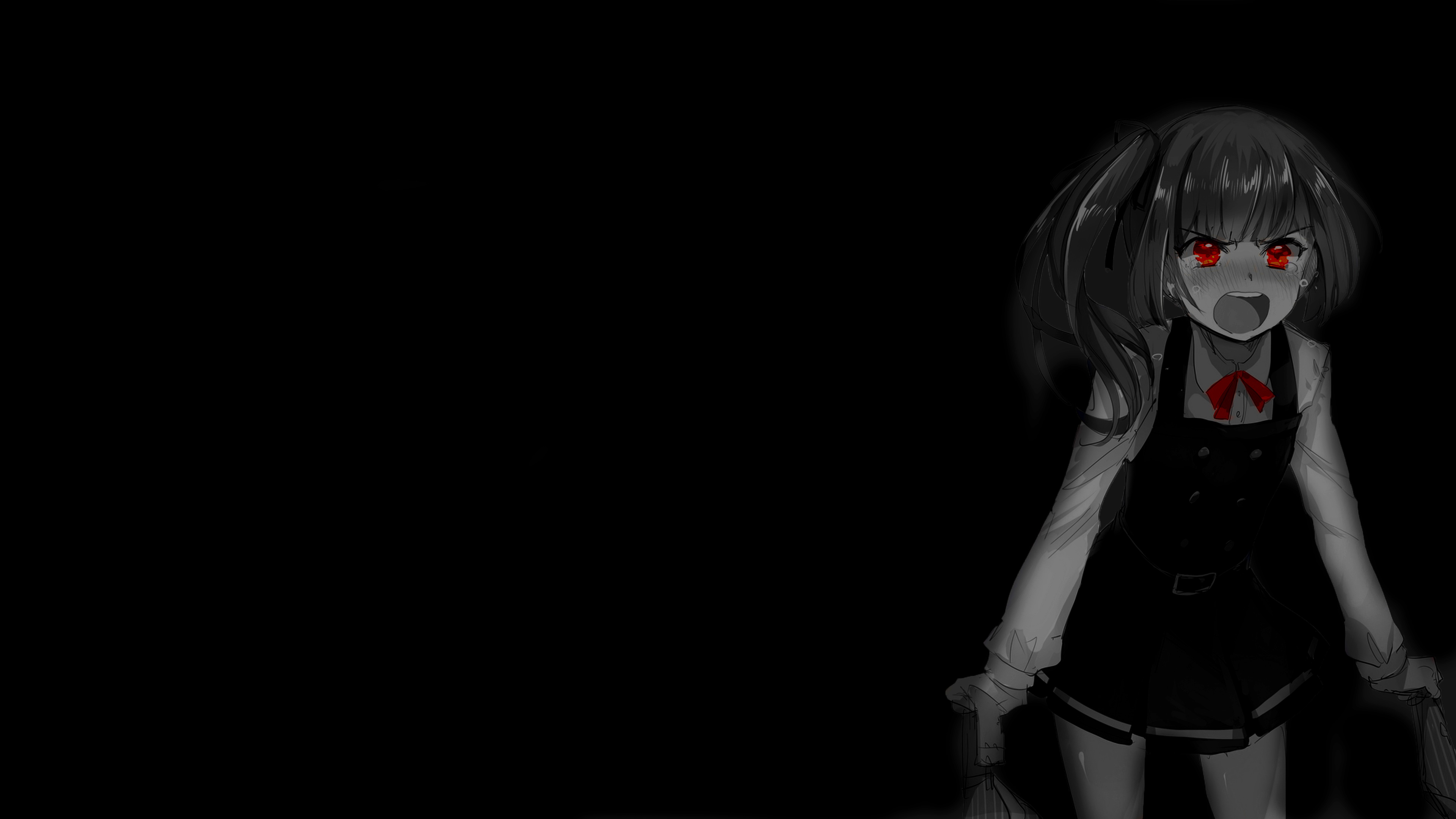 Selective Coloring Black Background Dark Background Simple Background Anime Girls Wallpaper 4873