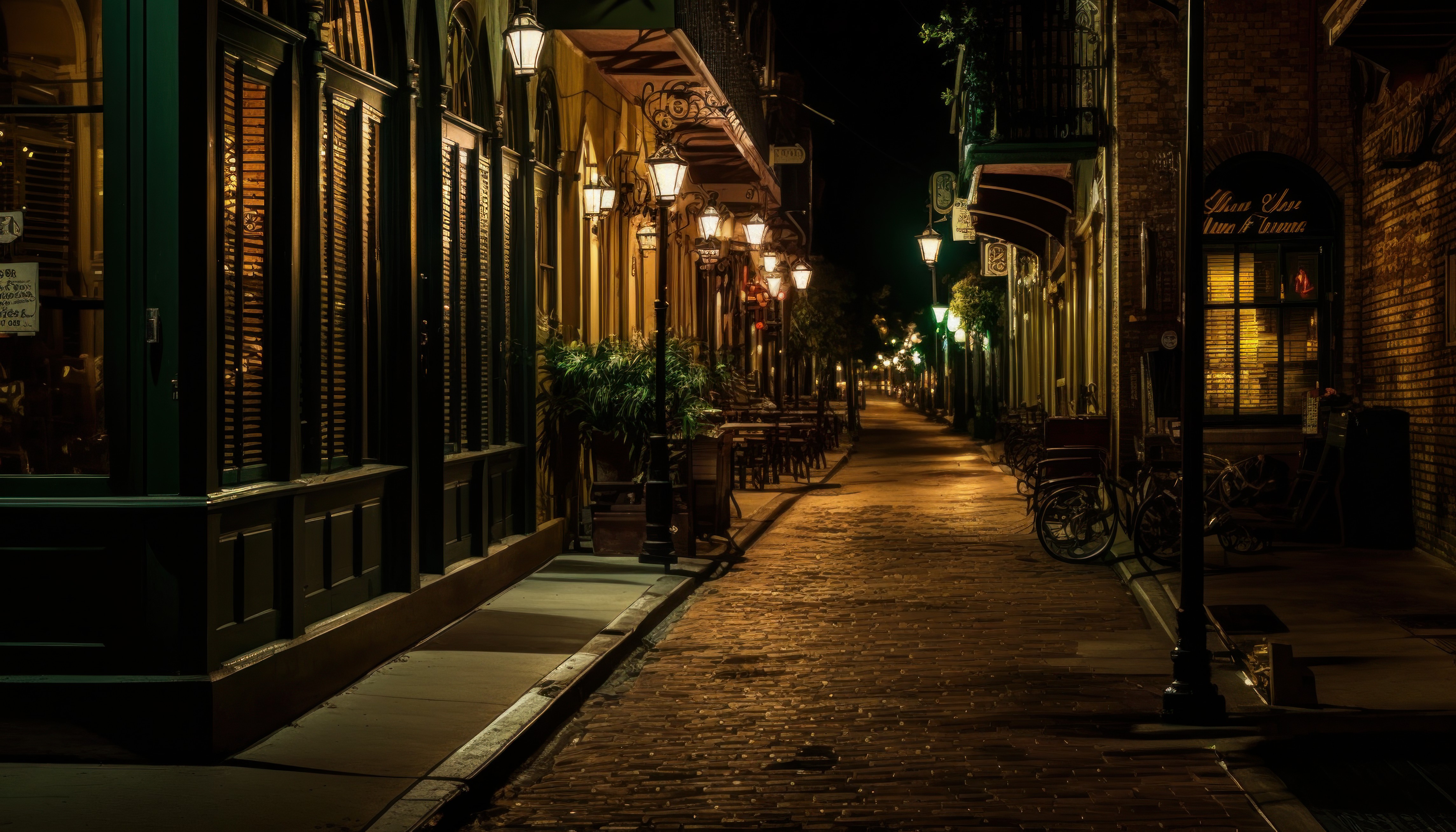 Ai Art City Alleyway New Orleans Night Street Light Architecture Wheelchair Building 4579x2616