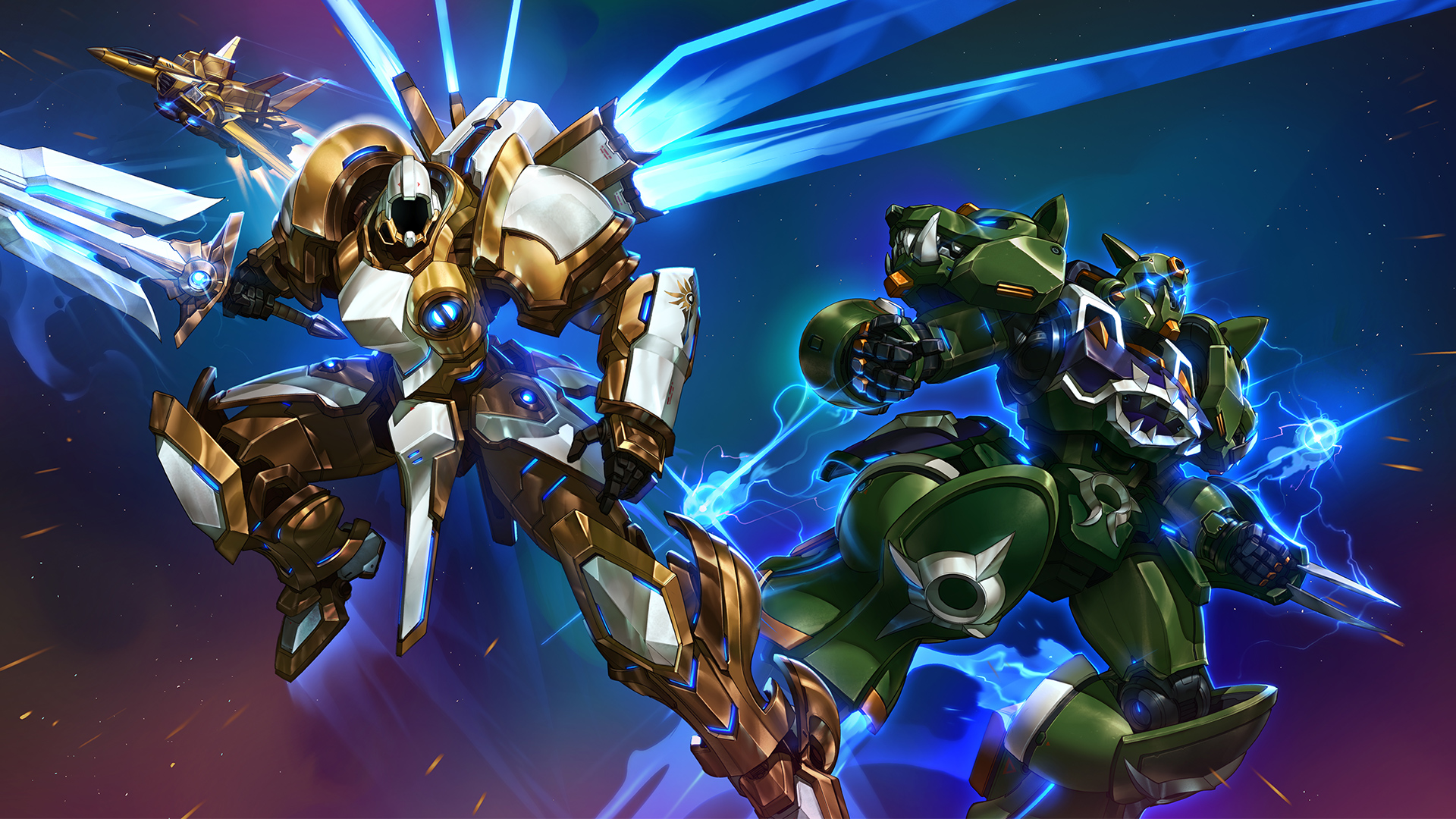 Hots Heroes Of The Storm Mechs Tyreal Warcraft Diablo Crossover Video Game Art Video Games 1920x1080