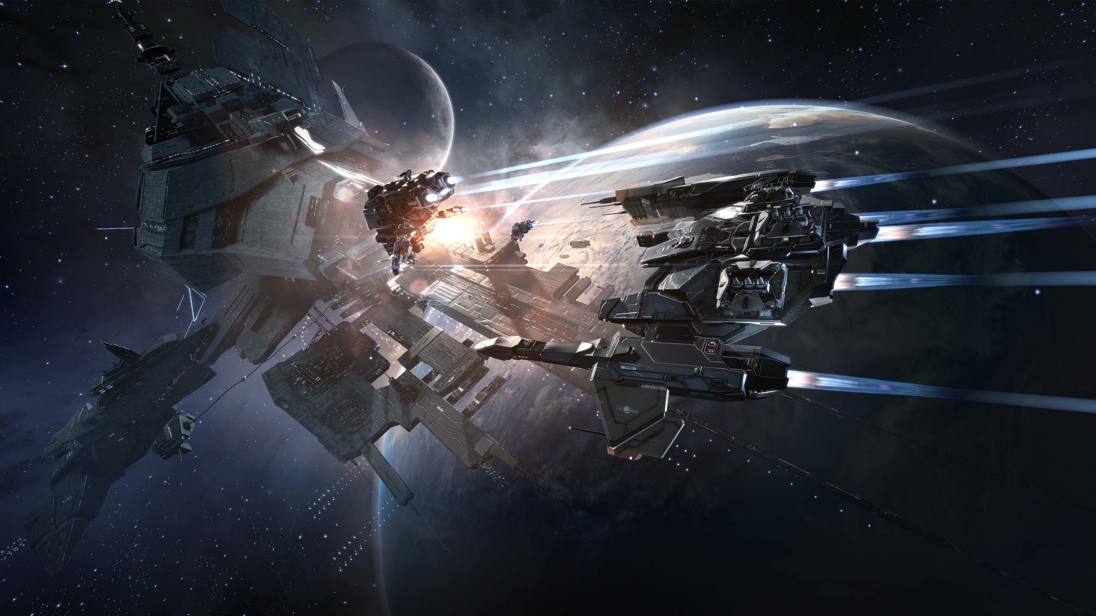 EVE Online Spaceship Galaxy Science Fiction Video Games Planet Video Game Art 3840x2160