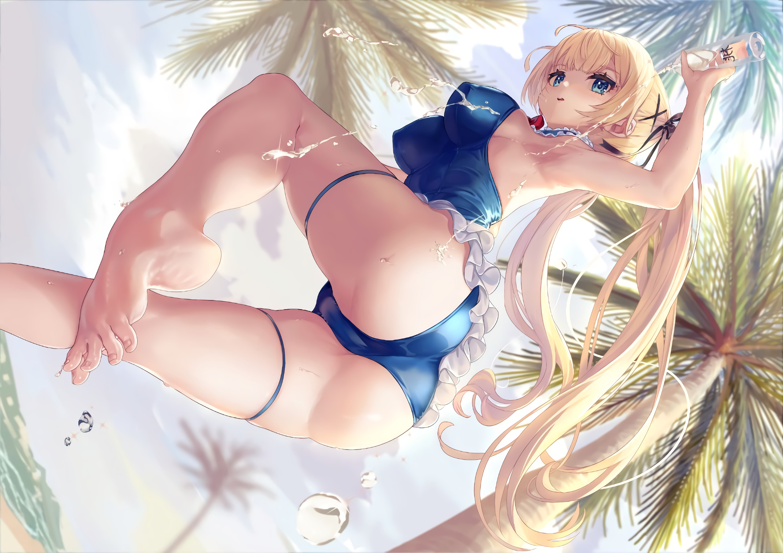 Anime Anime Girls Dr Stone Blonde Blue Eyes Feet Water Armpits Twintails 2560x1810