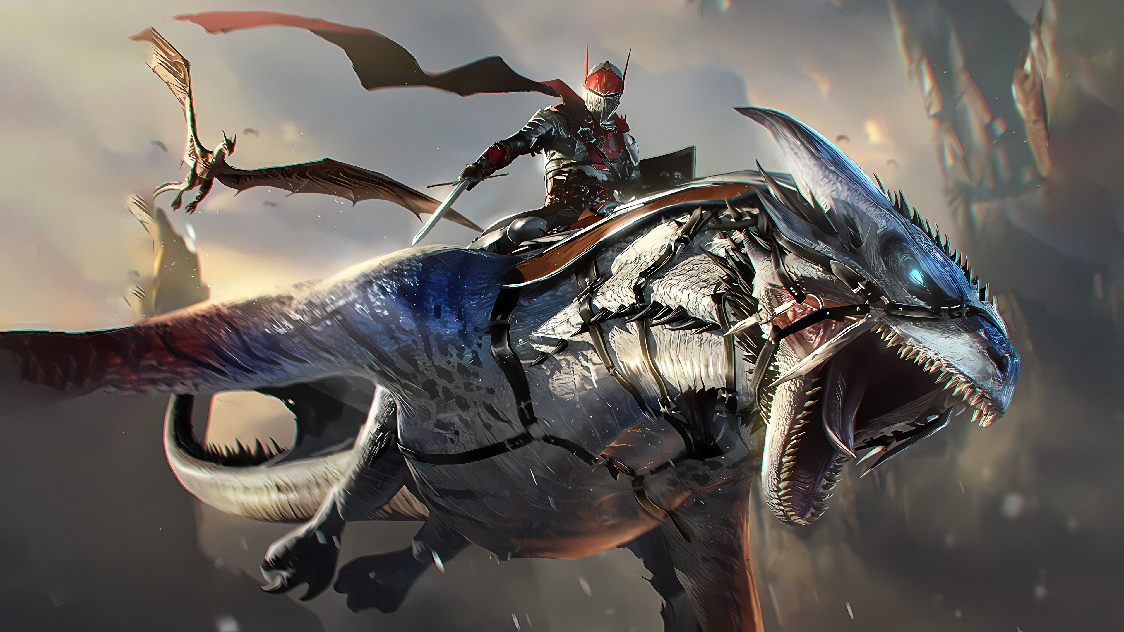 Century Age Of Ashes 4K Digital Art Video Games CGi Dragon Warrior Video Game Art Sword Armor Artwor 3840x2160