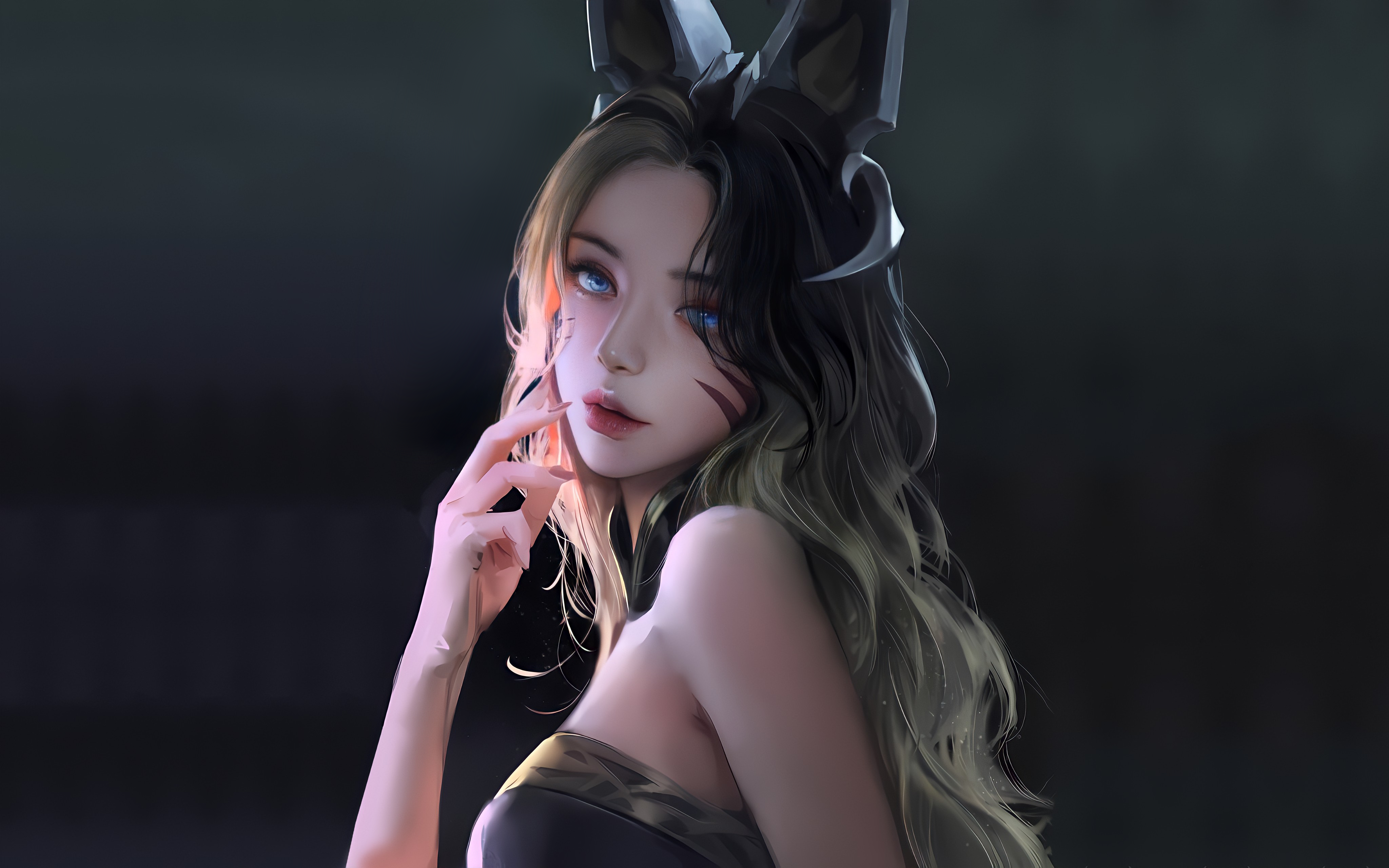 Ahri League Of Legends League Of Legends Animal Ears Video Game Girls Video Game Characters 4096x2560