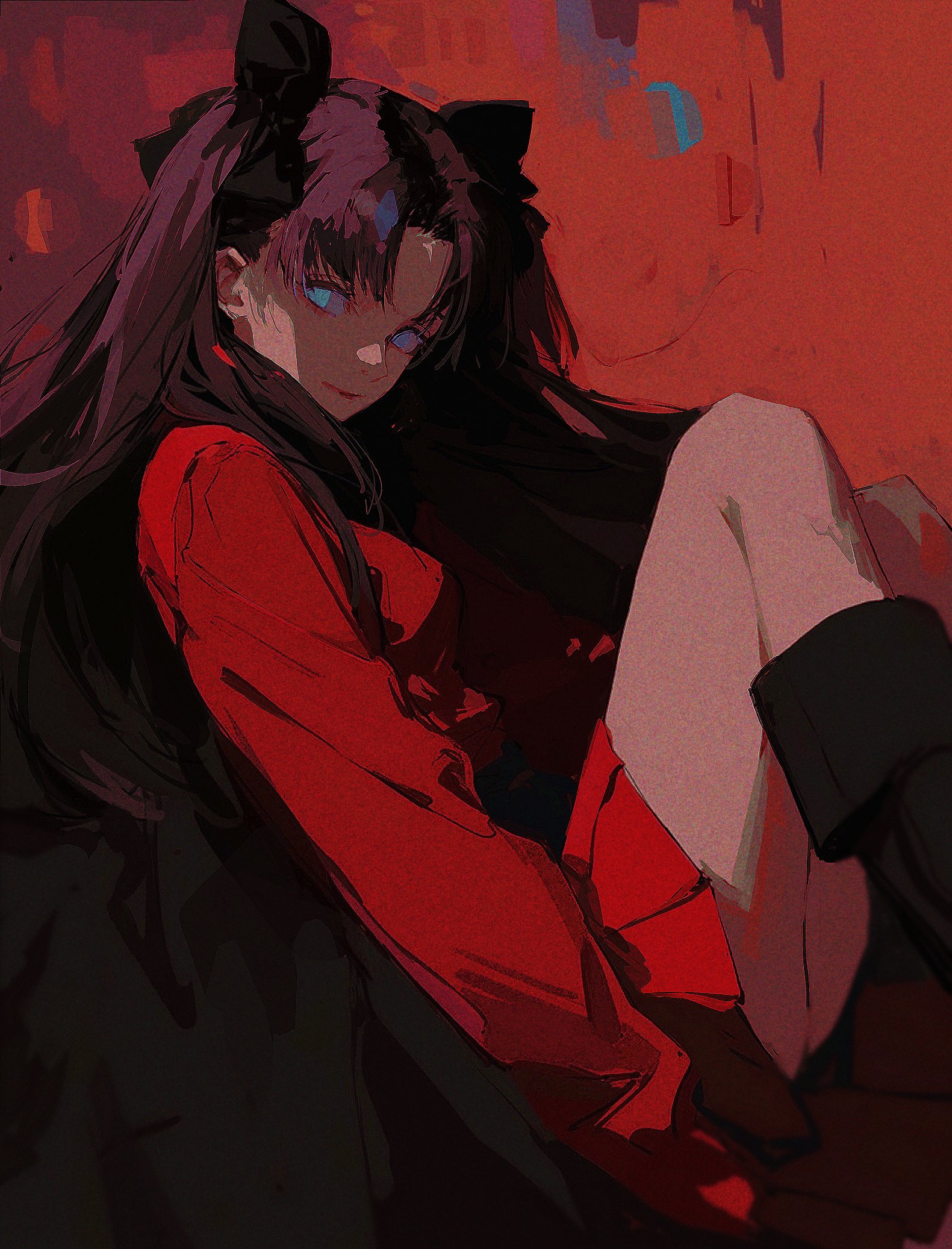 Tohsaka Rin Fate Series Fate Stay Night Anime Anime Girls Long Hair Looking At Viewer Boots Blue Eye 1581x2073