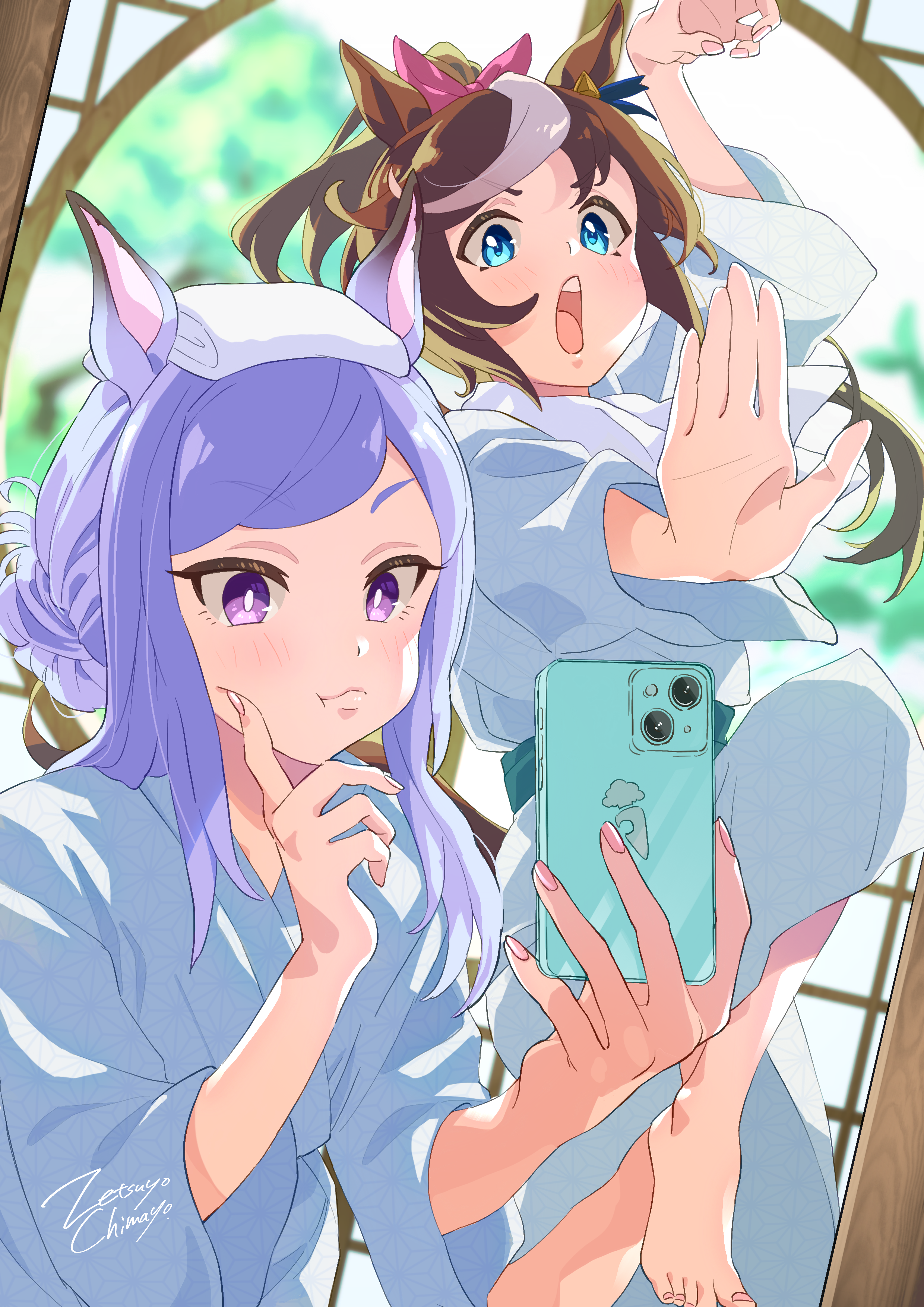 Anime Anime Girls Uma Musume Pretty Derby Horse Girls Animal Ears Tokai Teio Uma Musume Mejiro McQue 2480x3508