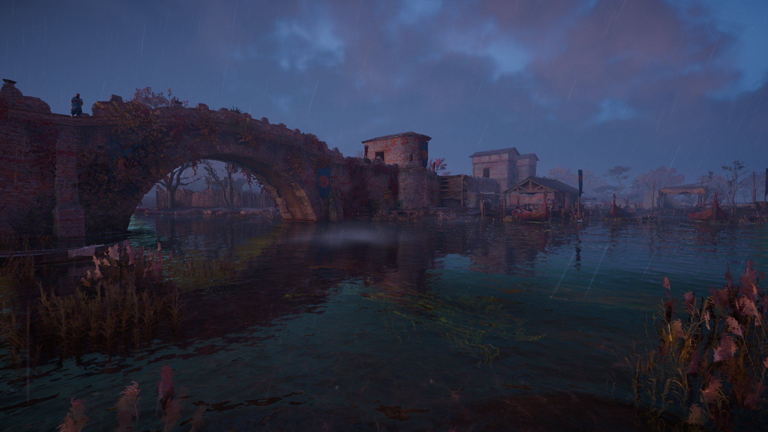 Assassins Creed Video Game Art Water Bridge Sky Clouds CGi Reflection Video Games Assassins Creed Va 2560x1440