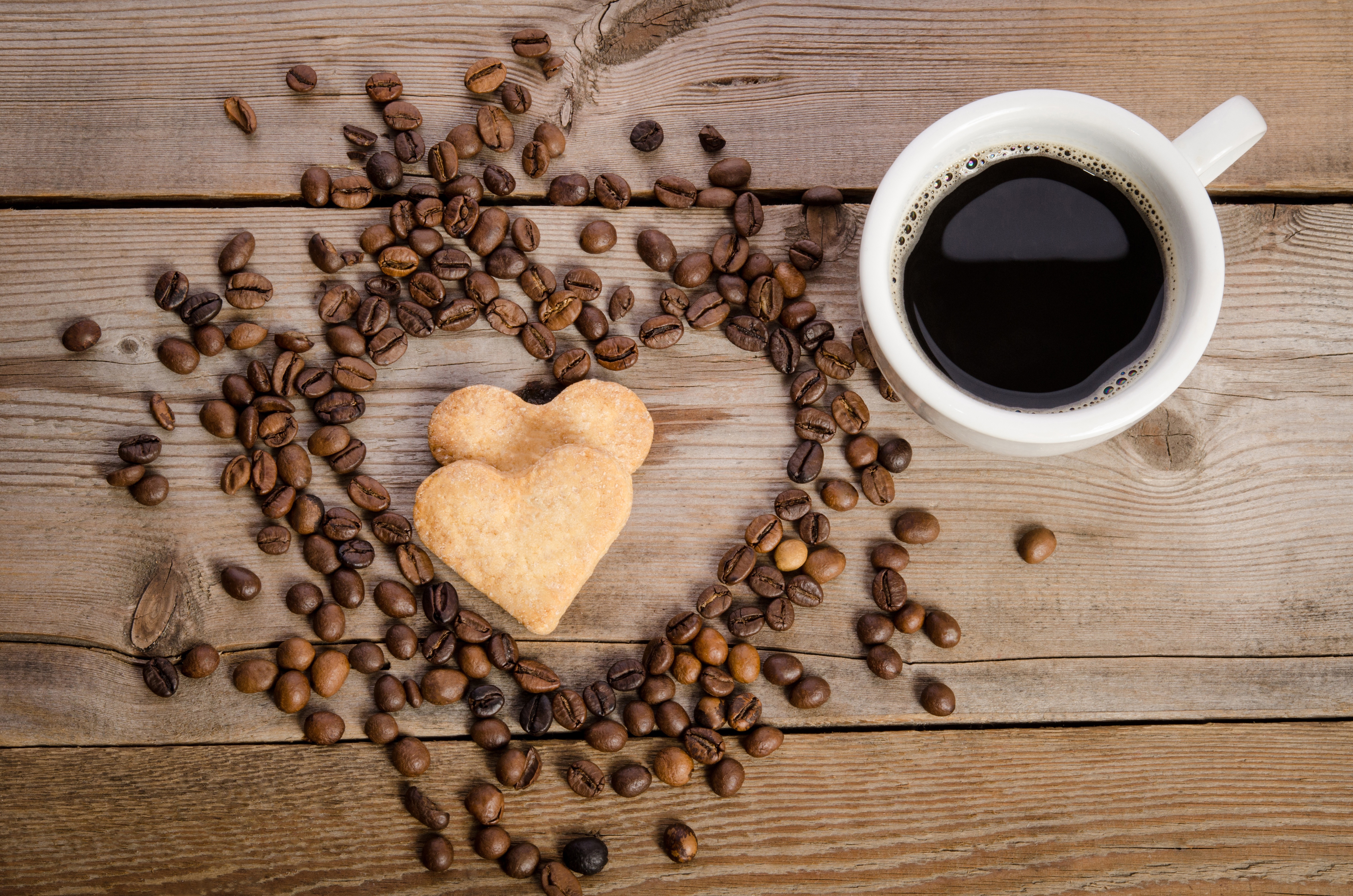 Cookie Cup Coffee Beans Heart Shaped 4928x3264