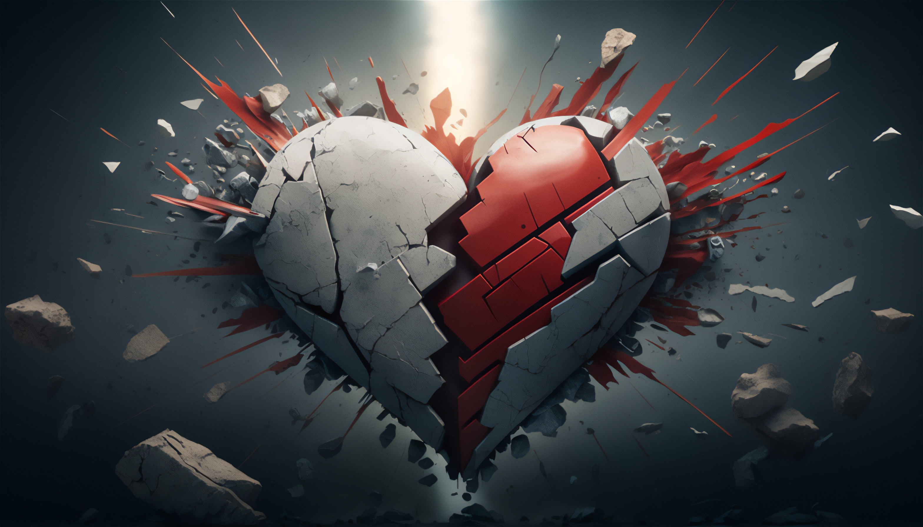 Ai Art Illustration Heart Design Valentines Day Explosion Heart 3136x1792