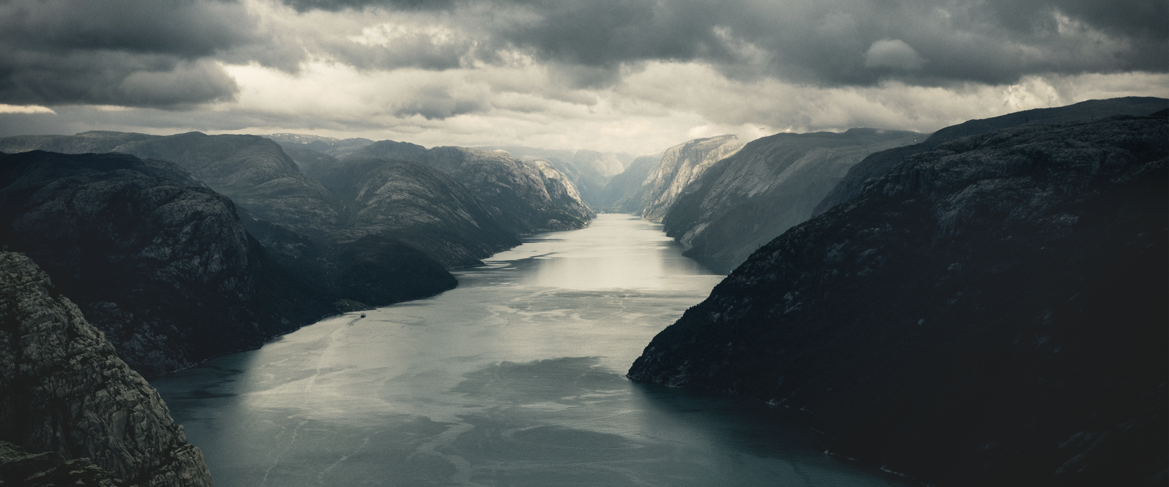Nature Water Clouds Norway Fjord 3840x1600