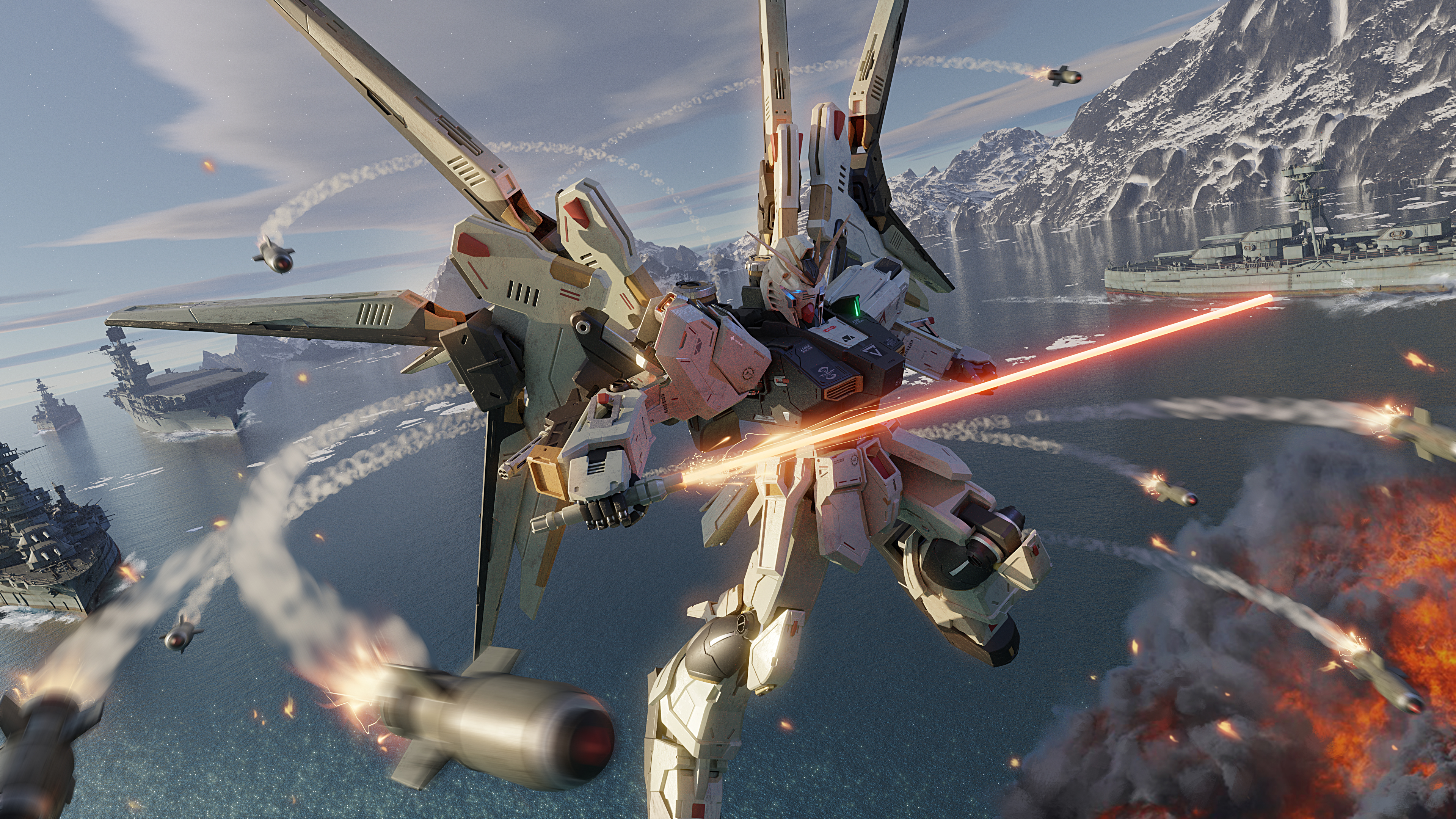 Gundam Future Knight Lightsaber Fire Missile Boat Mechs 3840x2160