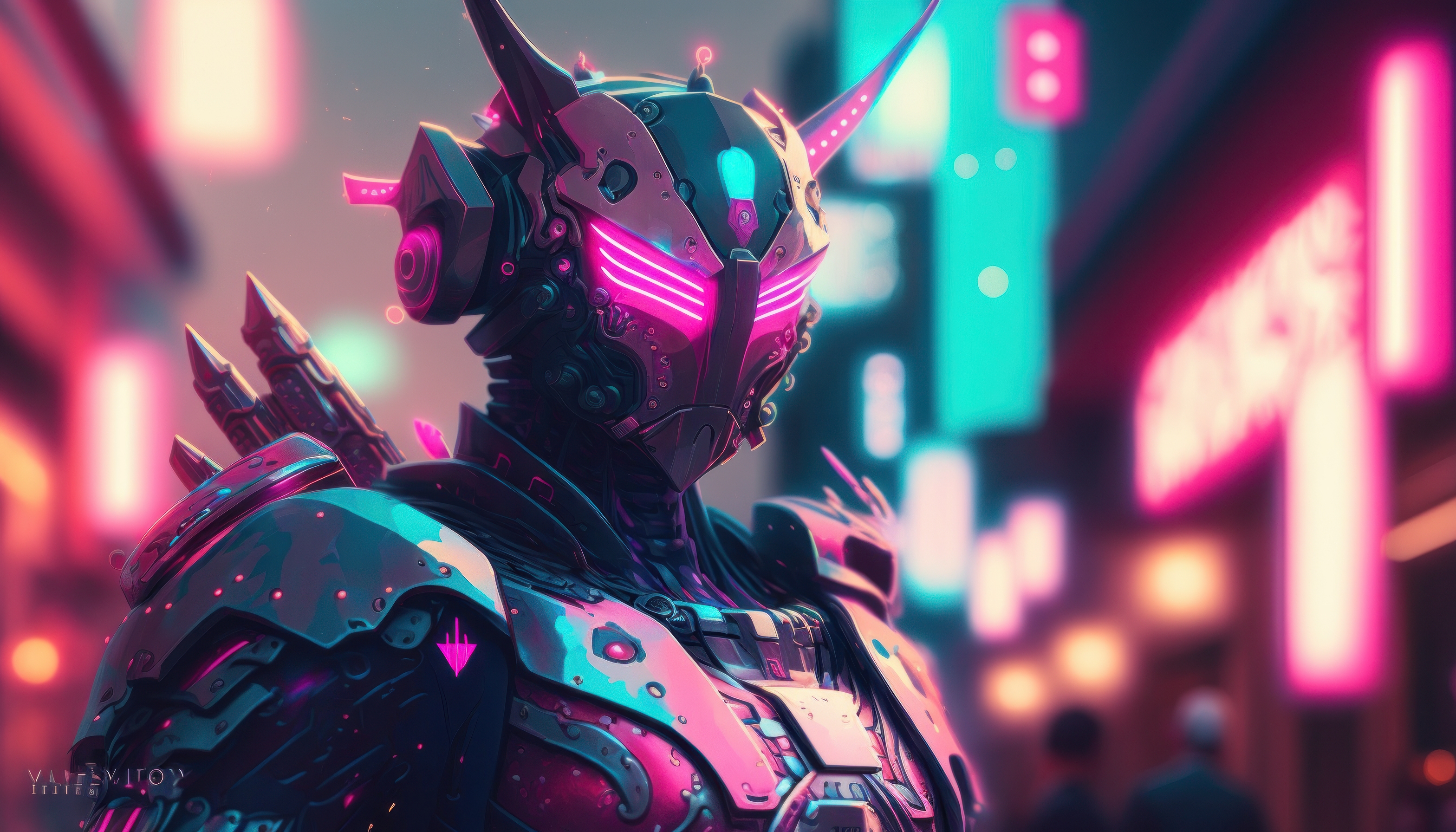 Ai Art Cyberpunk Samurai Cyberpunk Purple Futuristic City Lights Lights 3136x1792