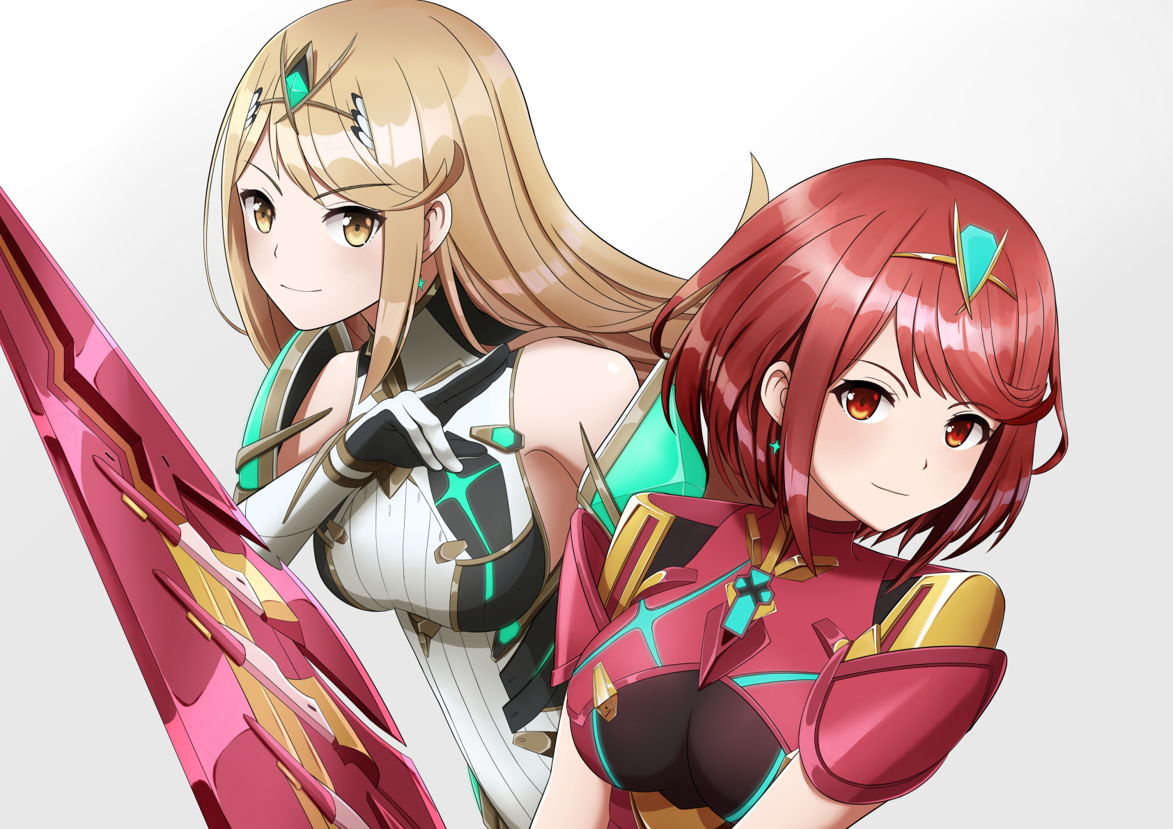 Anime Anime Girls Homura Xenoblade 2 Hikari Xenoblade Chronicles 2 Short Hair Redhead Long Hair Blon 1684x1191