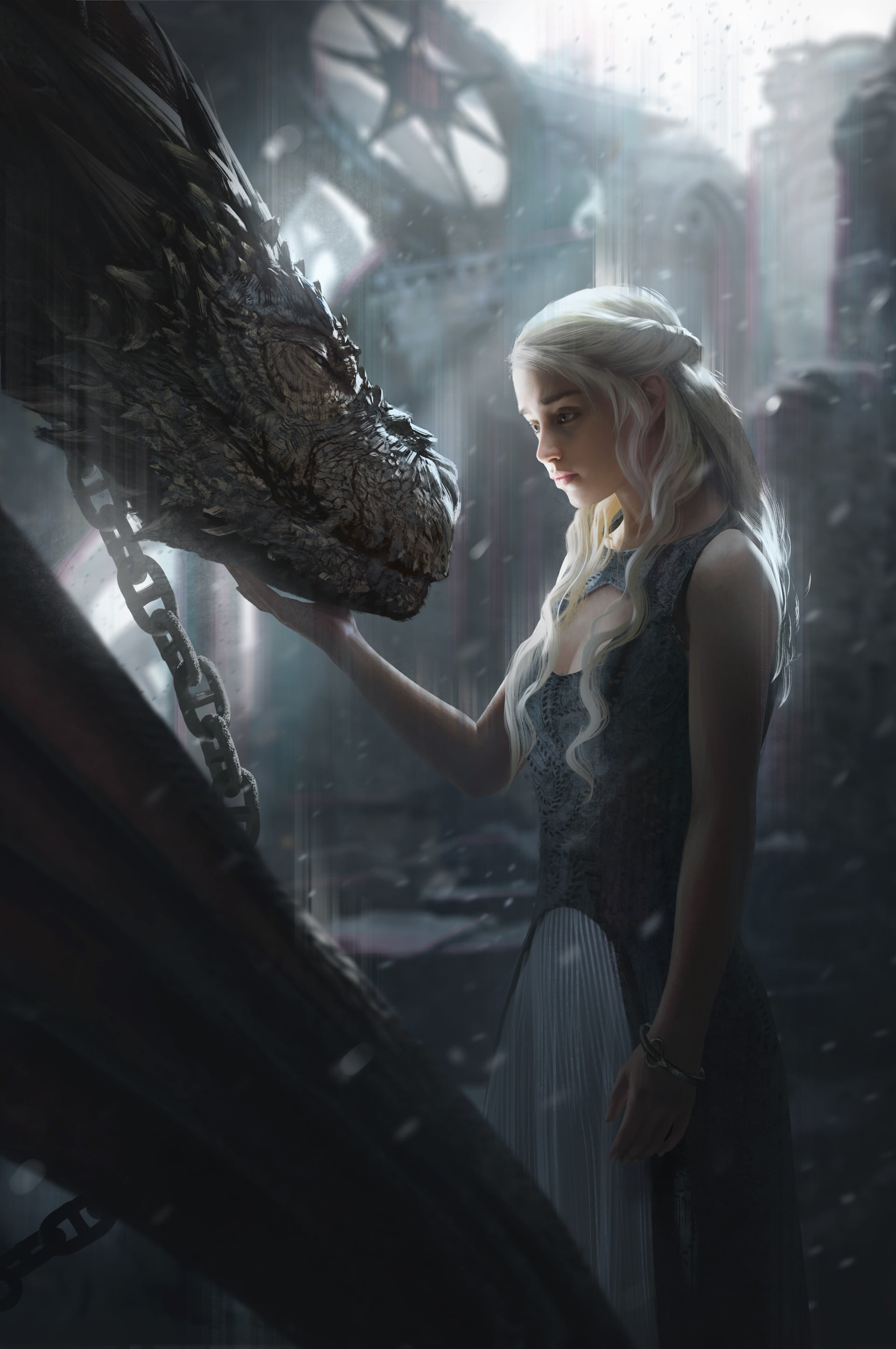 Emilia Clarke Daenerys Targaryen Women Dragon Game Of Thrones Digital Art Portrait Display 1920x2890