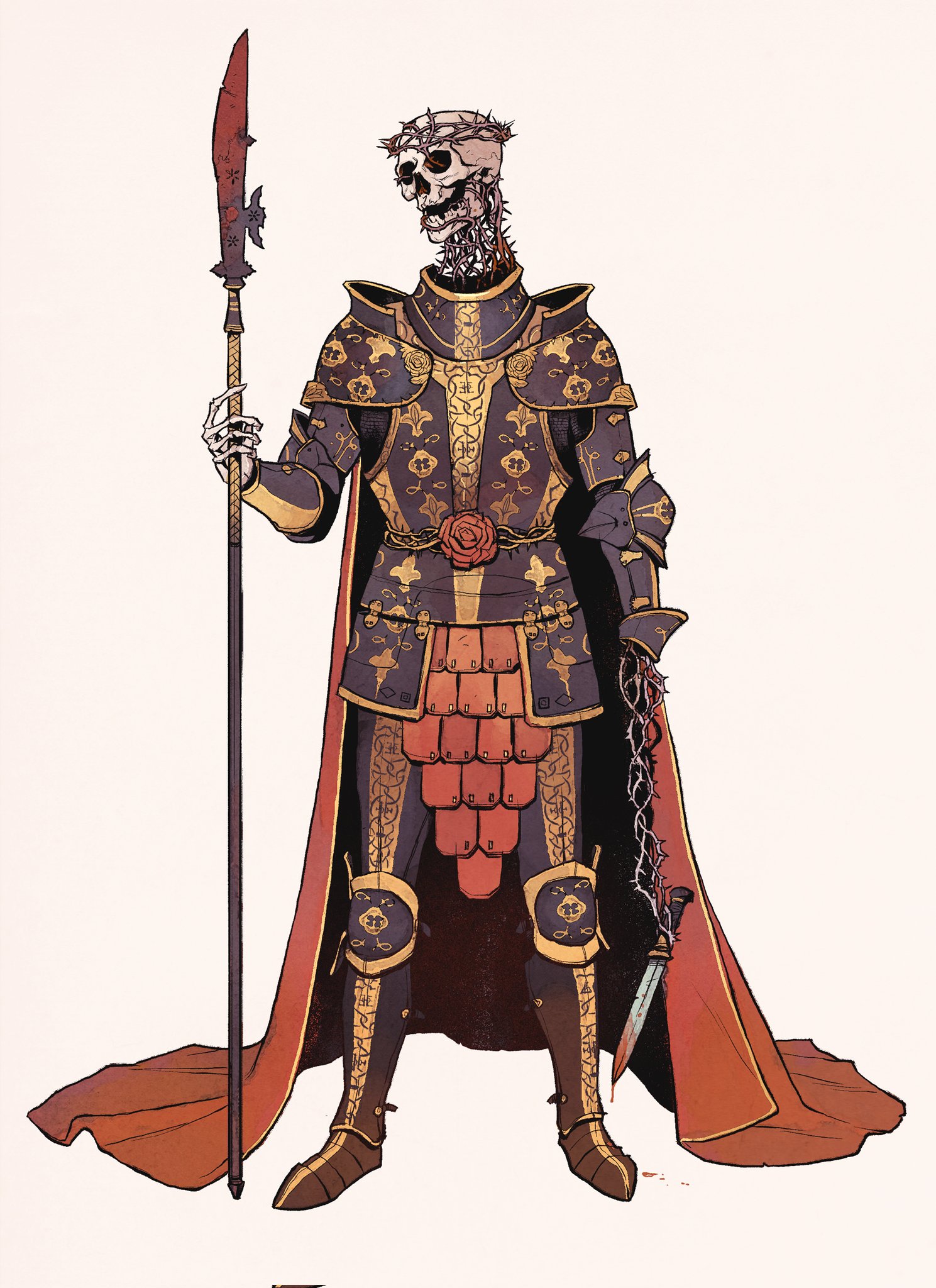 Skeleton Dead Sword Digital Art Illustration Character Design Shield Portrait Display Armor Weapon W 1489x2048