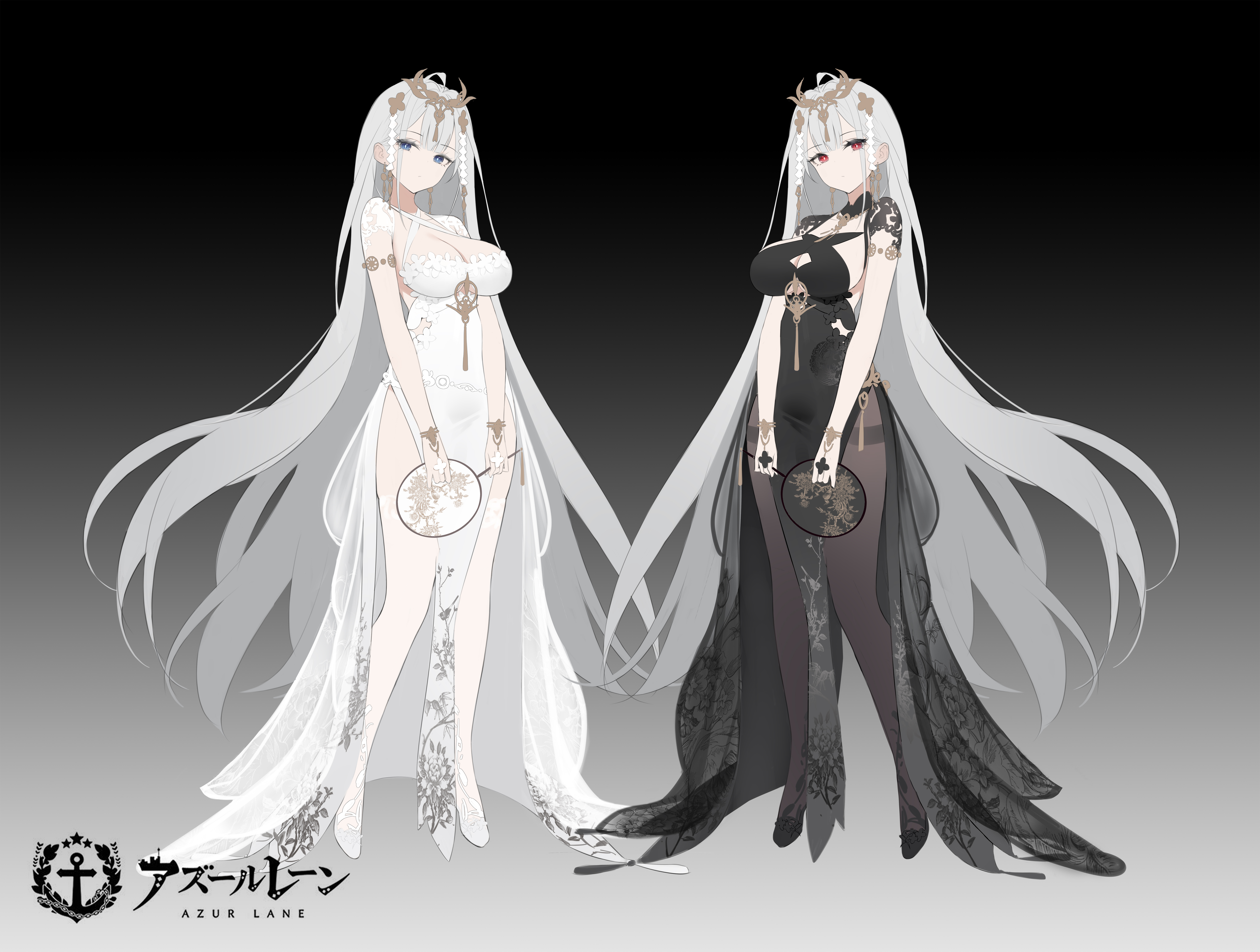 Anime Anime Girls Azur Lane Emden Azur Lane Long Hair White Hair Twins Two Women Artwork Digital Art 6000x4533