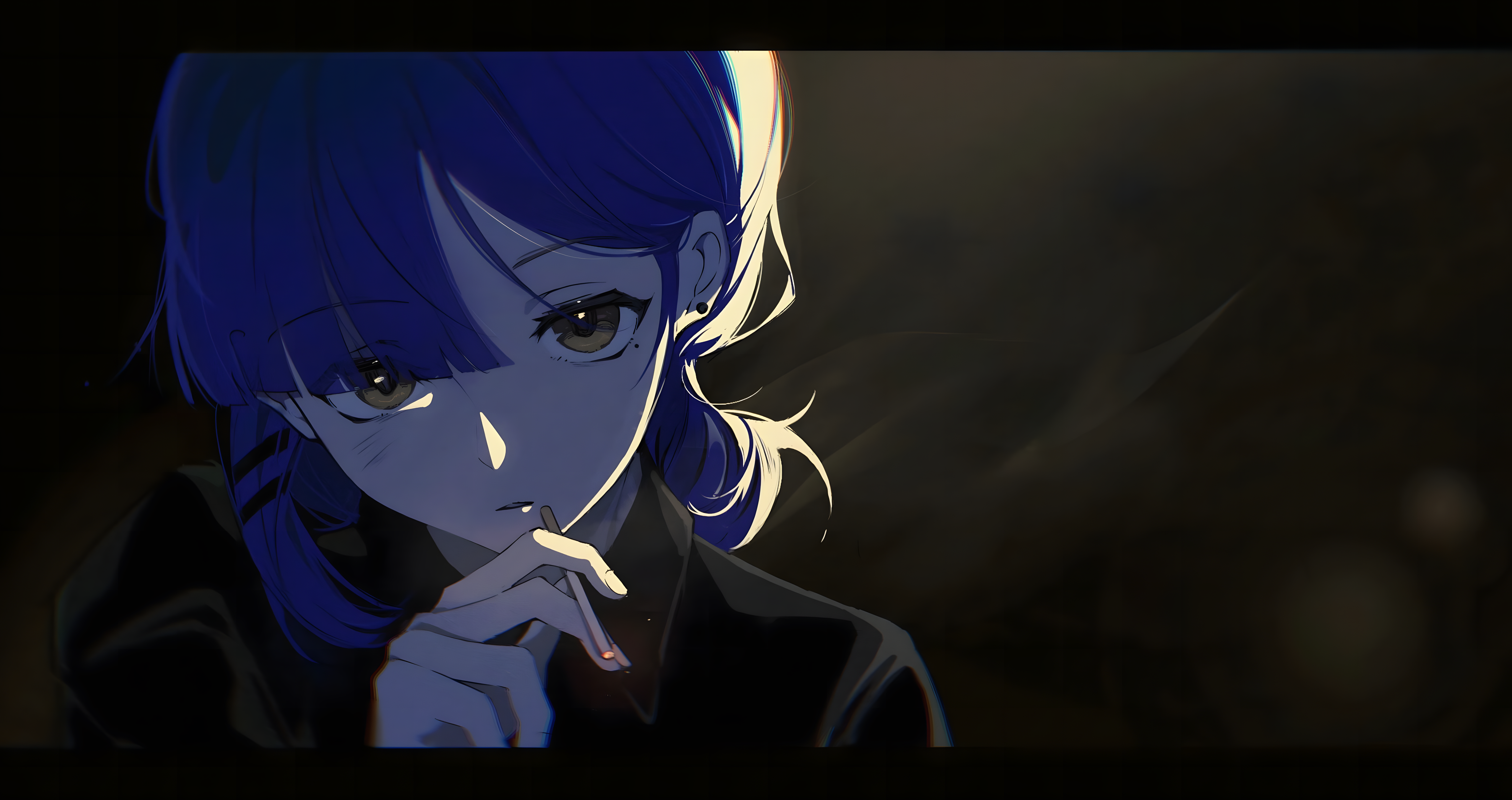 BOCCHi THE ROCK Cigarettes Night Ryo Yamada Anime Anime Girls Blue Hair 5120x2712
