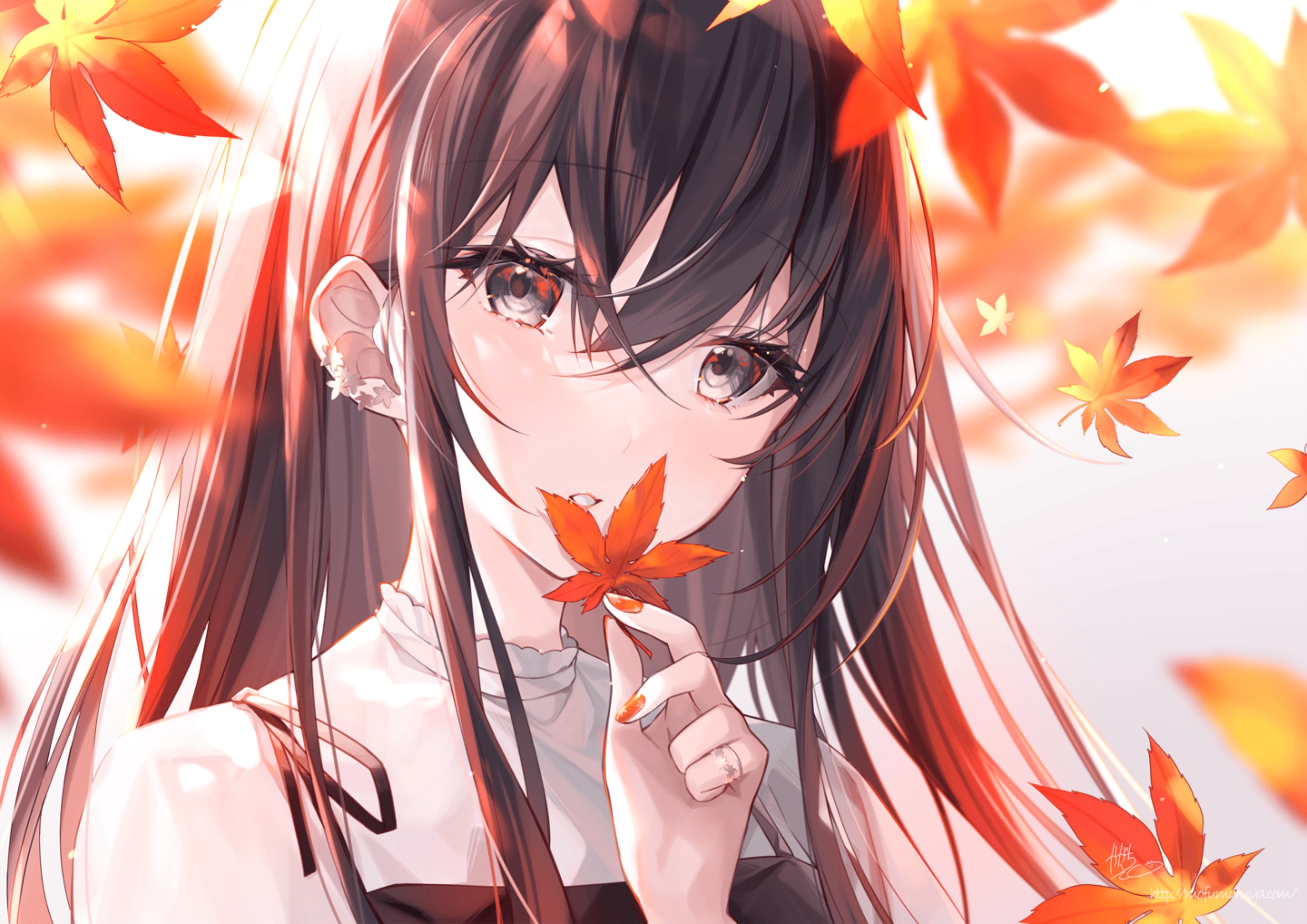 Anime girl leaf wallpaper by AcceptableLocation - Download on ZEDGE™ | c942