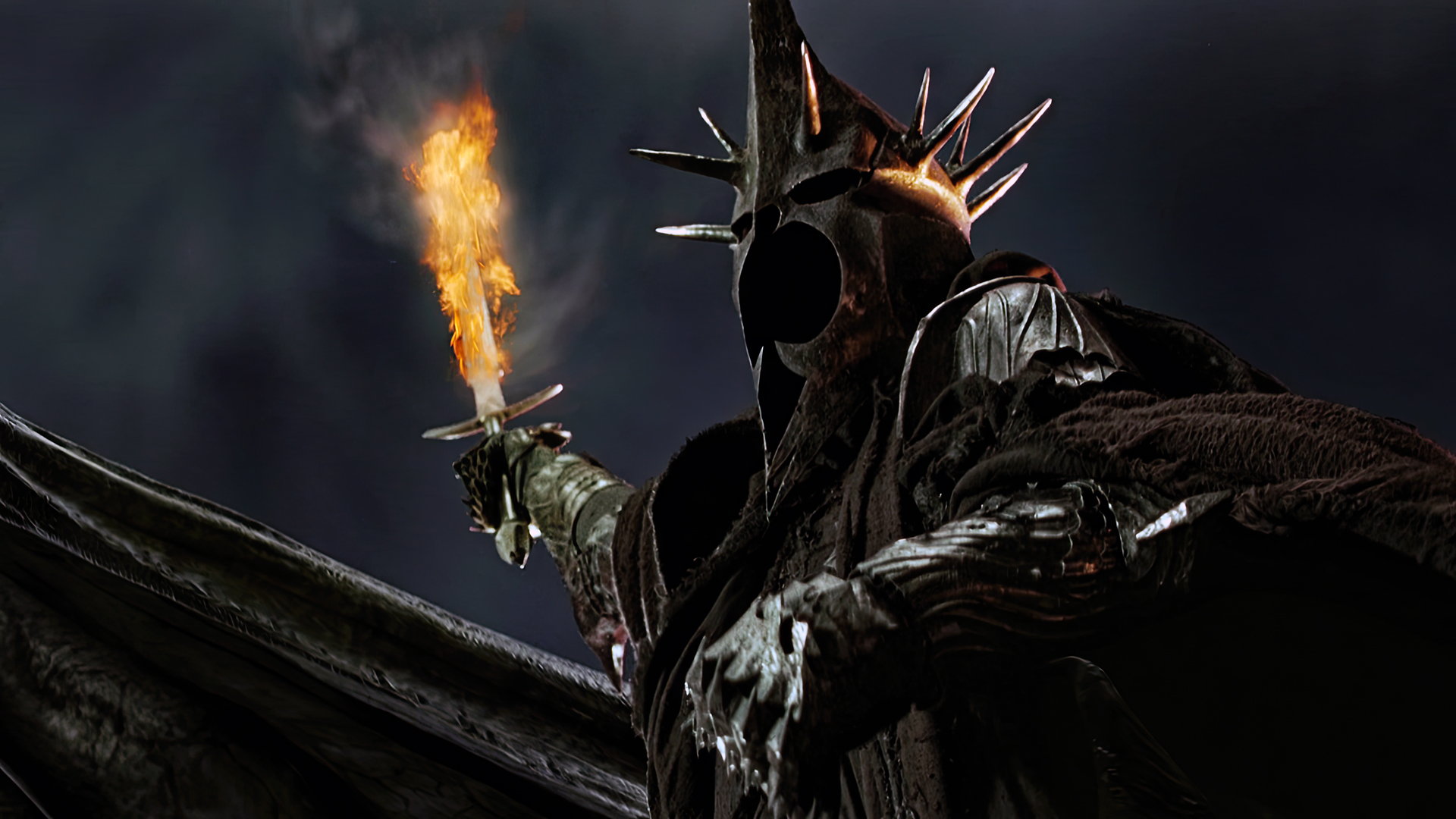 The Lord Of The Rings The Return Of The King Witch King Of Angmar Movies Film Stills Helmet Flaming  1920x1080