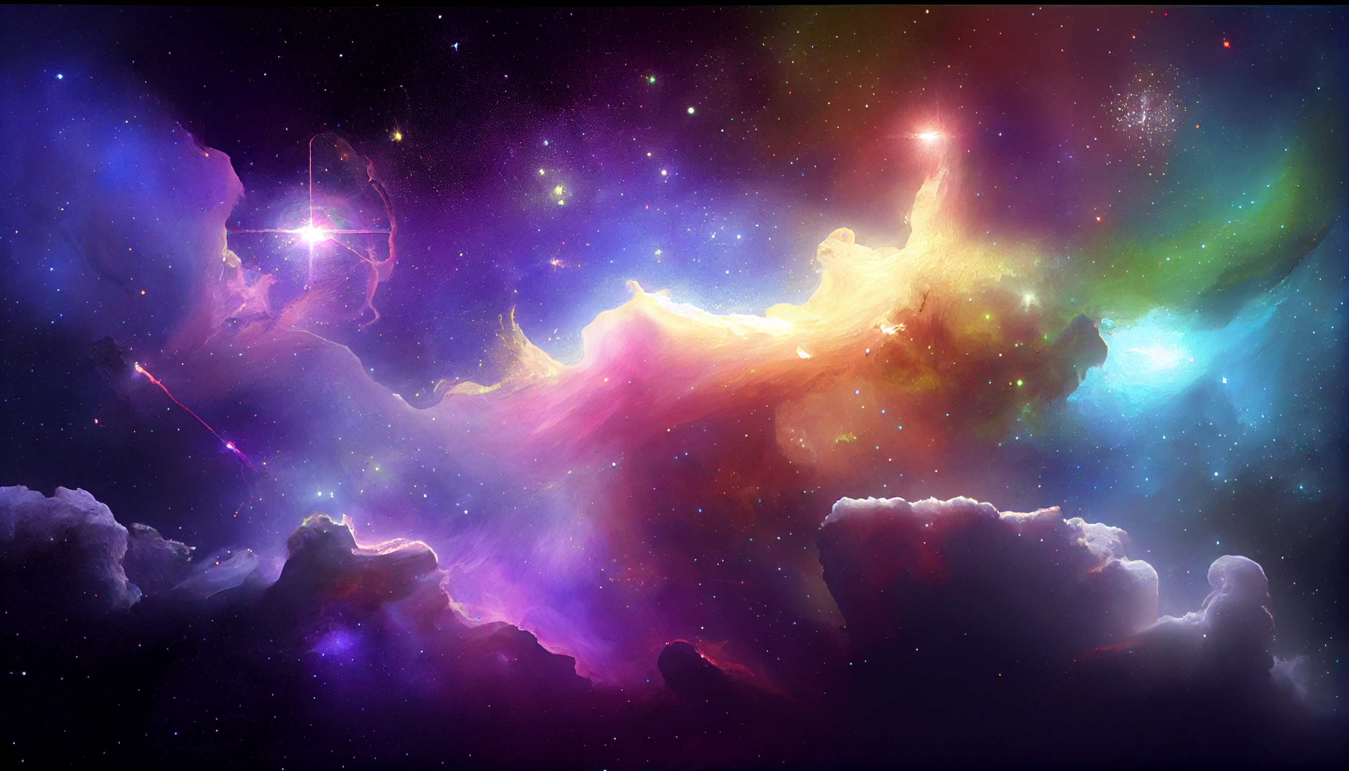 Ai Art Illustration RGB Clouds Nebula Universe Stars Space 2688x1536