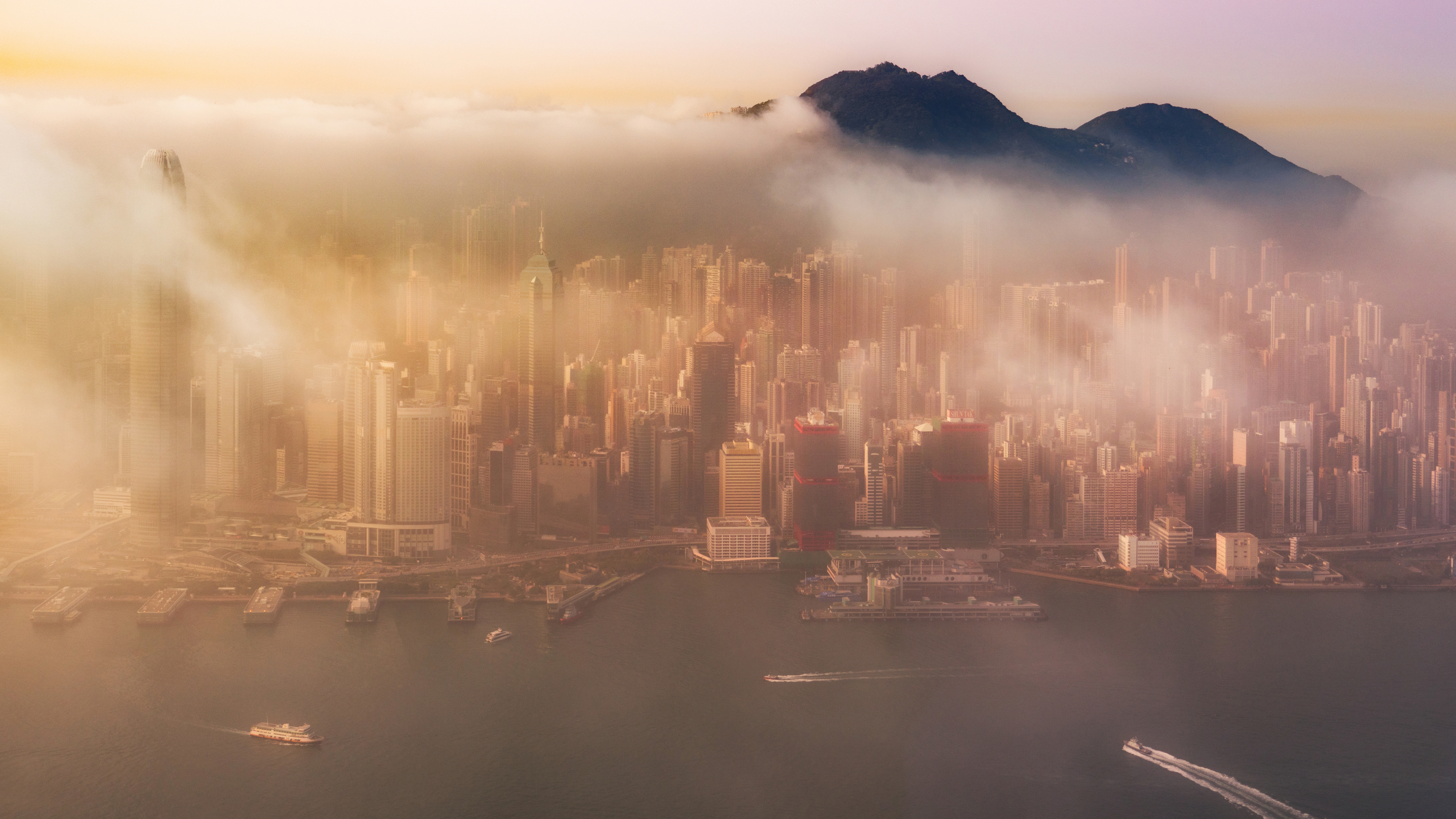 China Photography Trey Ratcliff Clouds Aerial View Skyscraper Hong Kong 3840x2160