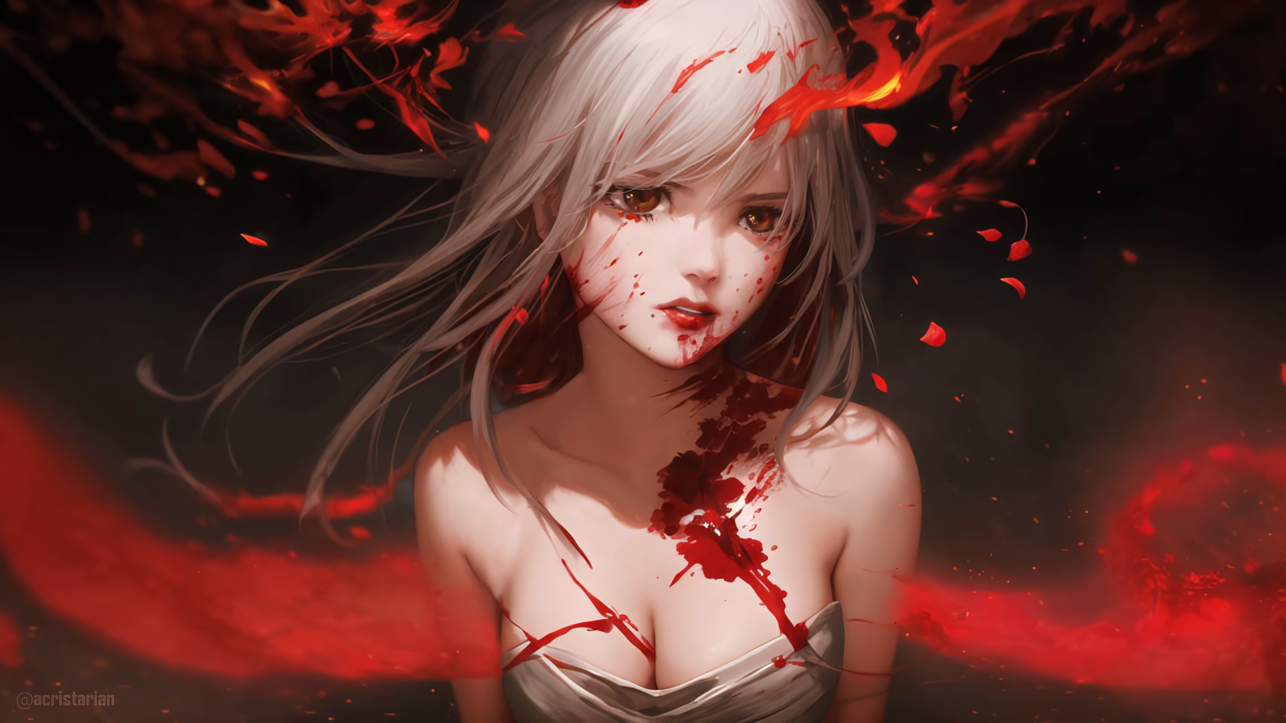 Red Anime Girls Vampire Girl Wallpaper - Resolution:2560x1440 - ID:1355669  