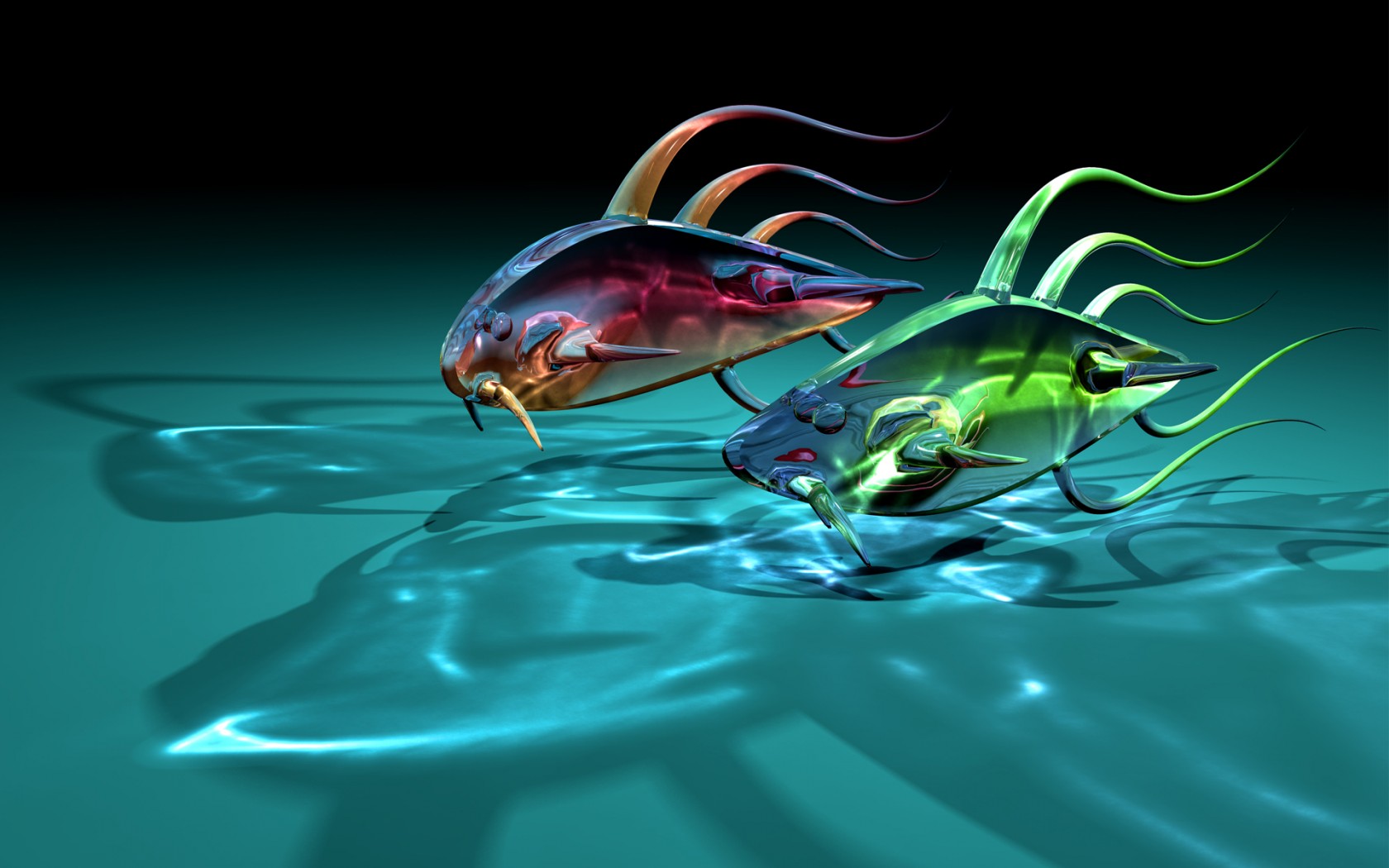 Fish Animals Water Digital Art CGi Swimming Underwater 1680x1050