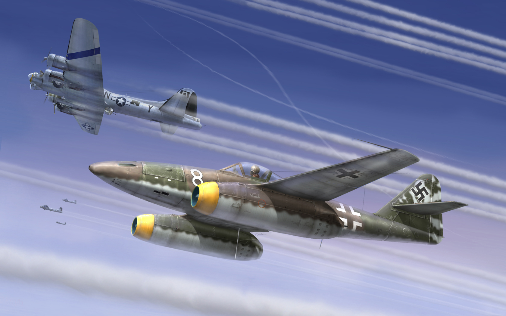 World War Ii World War Luftwaffe Air Force Germany Jet Fighter Messerschmitt Messerschmitt Me 264 Ai 1680x1050