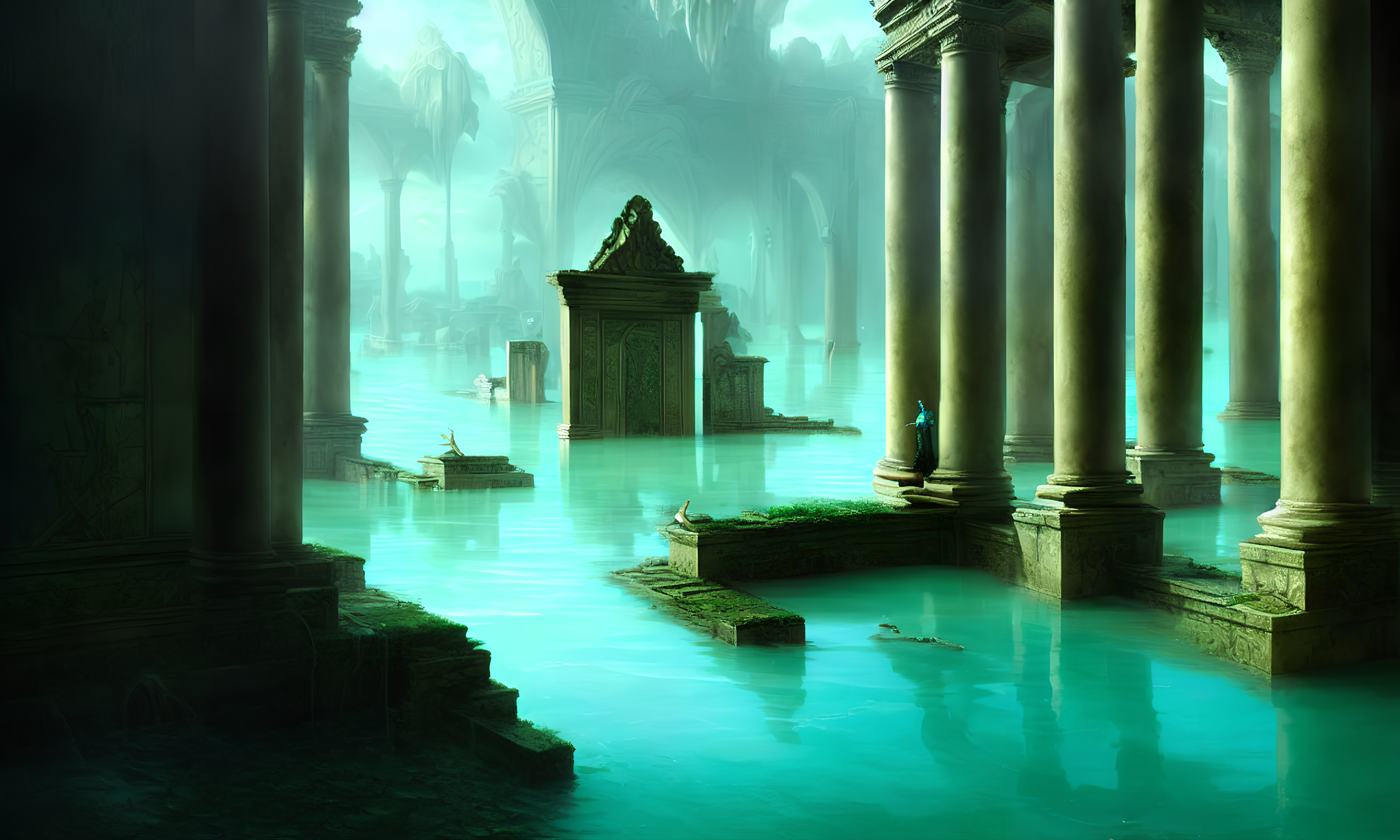 Ancient Water City Ruins Flood 3200x1920
