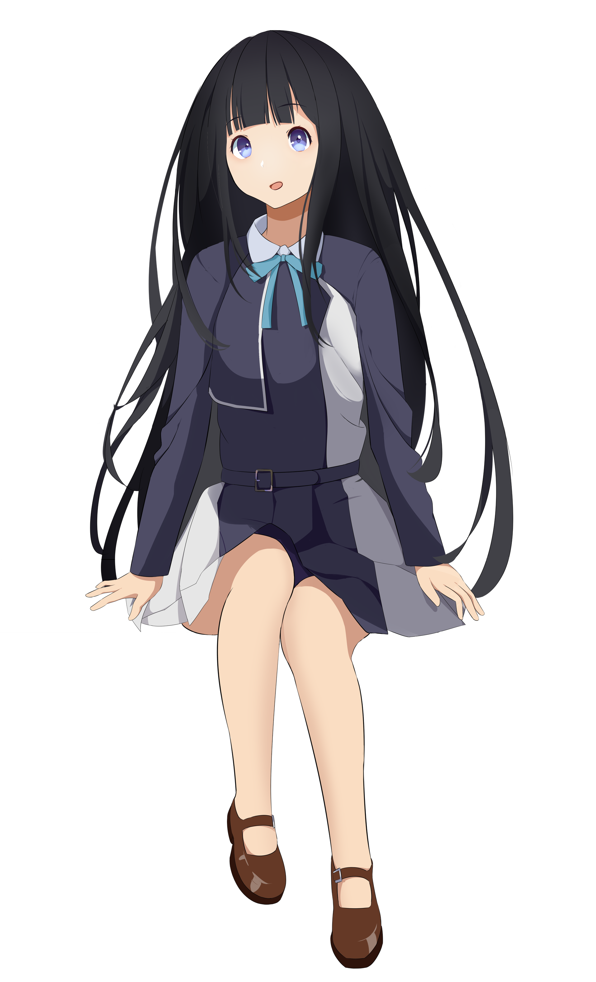 Anime Anime Girls Lycoris Recoil Inoue Takina Long Hair Black Hair Solo Artwork Digital Art Fan Art 1914x3154