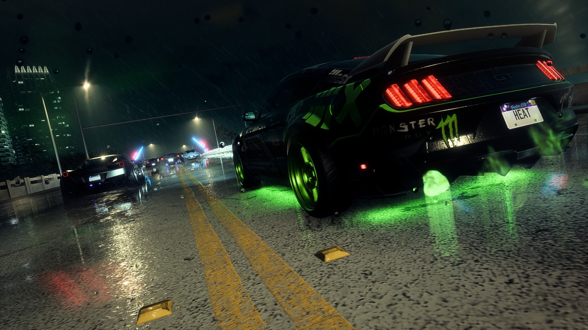 Need For Speed Heat Car Tuning Ford Mustang Police Cars Night Runner 1920x1080