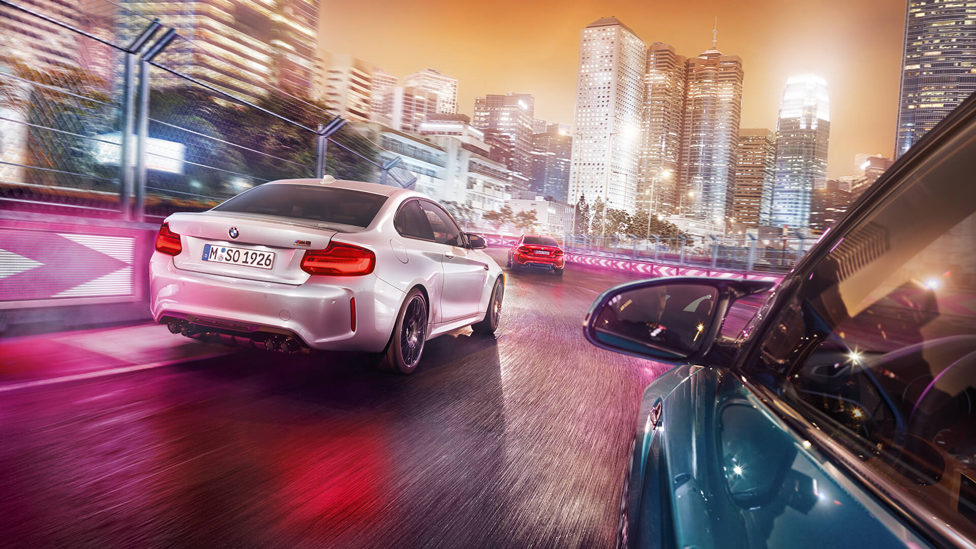 BMW Car German Cars BMW M2 Coupe BMW 2 Series Licence Plates Rear View Taillights City City Lights 1920x1080
