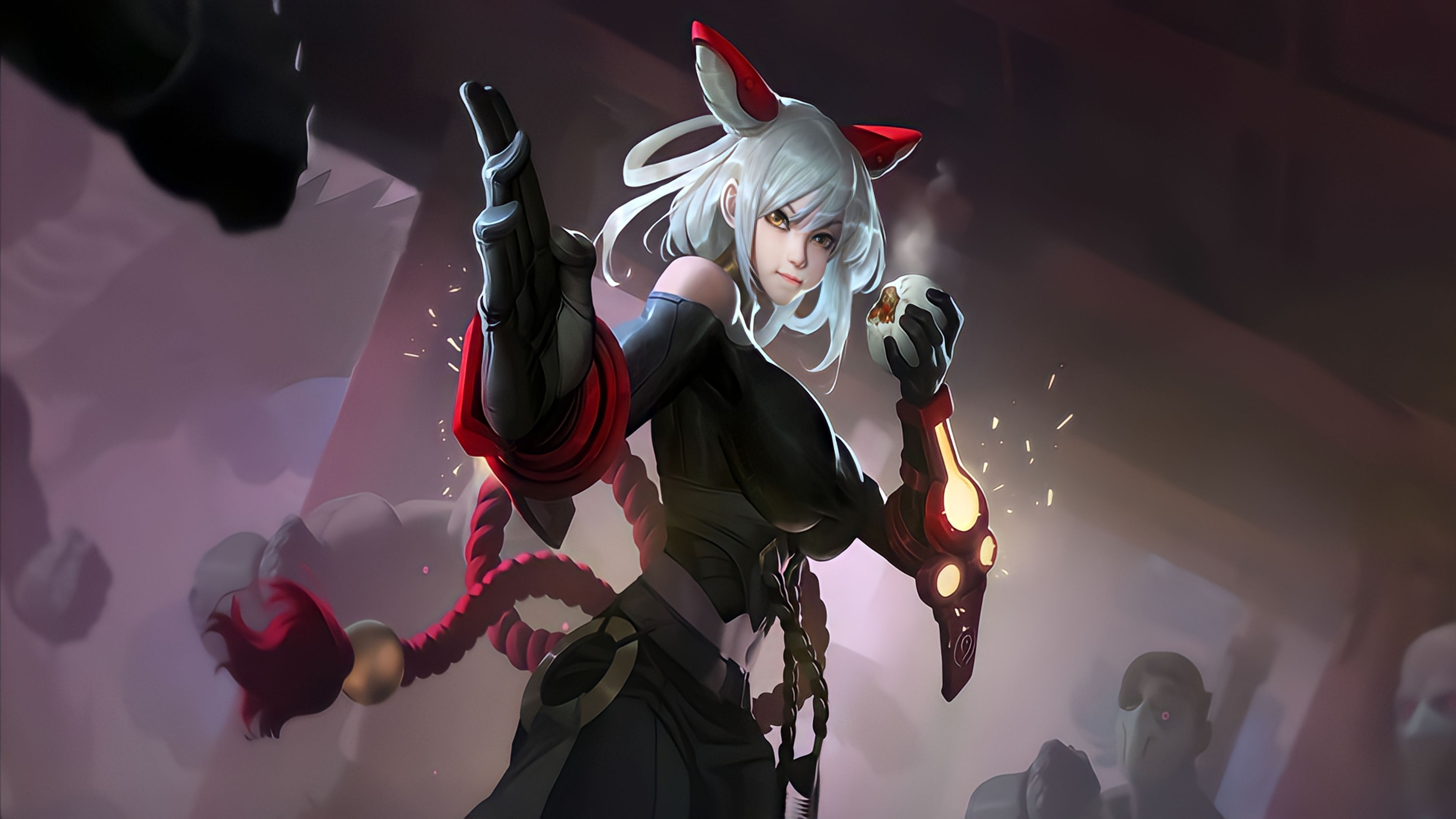 Arena Of Valor White Hair Video Games Eating Video Game Girls Gloves Video Game Characters 3840x2160