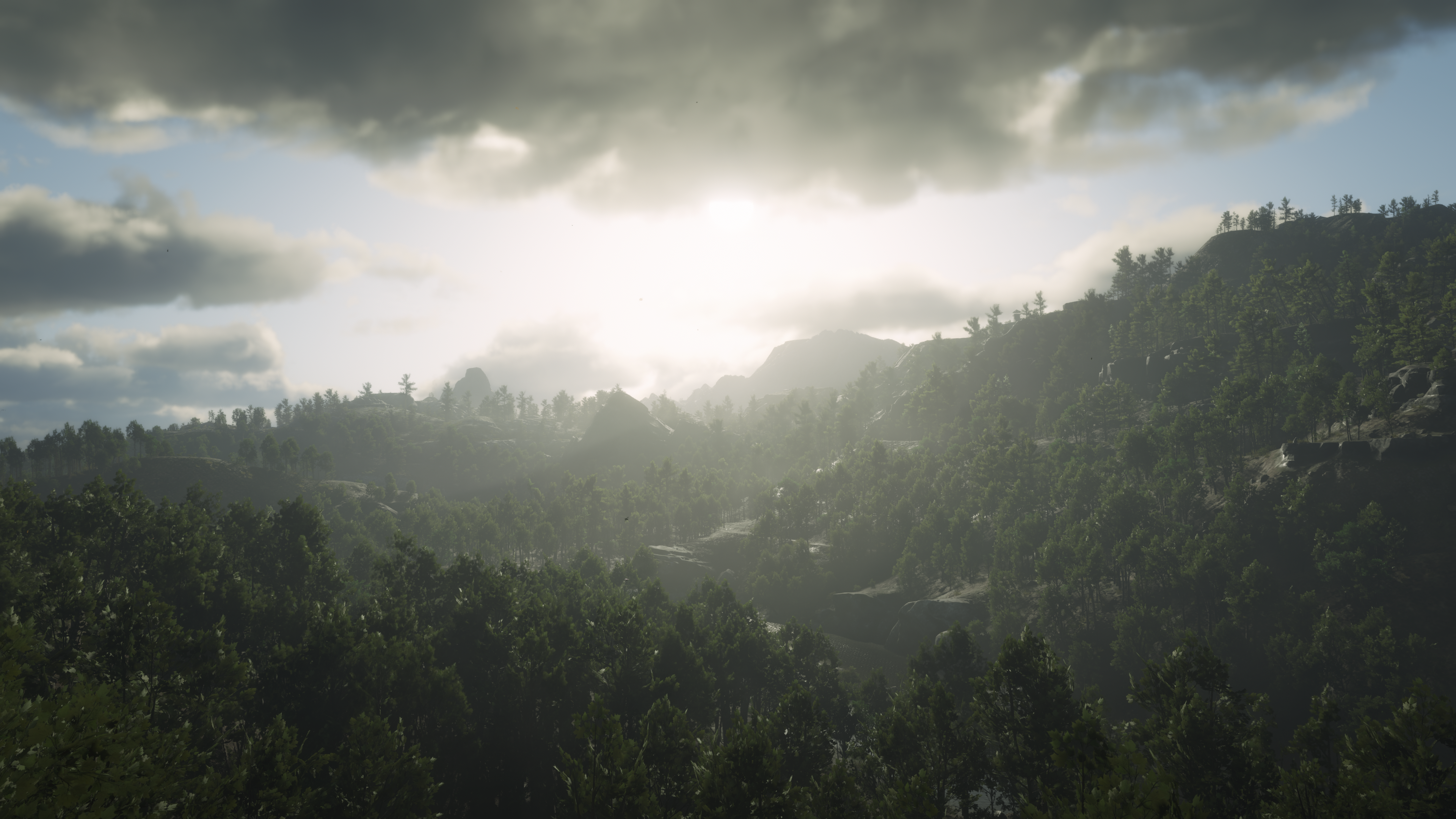 Red Dead Redemption 2 Nature Mountain View Clouds Video Games Mountains Sky Trees CGi Landscape 3840x2160
