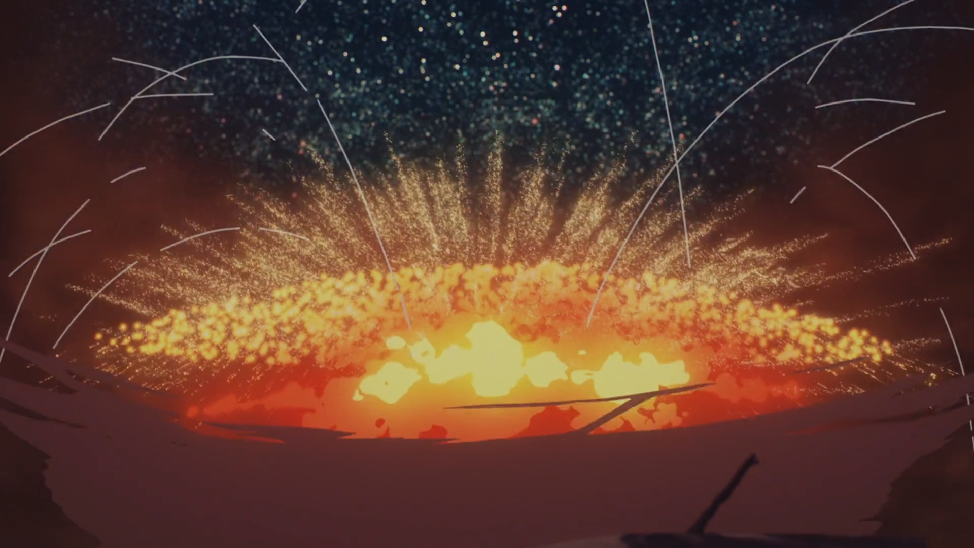 Fate Series Fate Strange Fake Anime Anime Screenshot Explosion Night 1920x1080