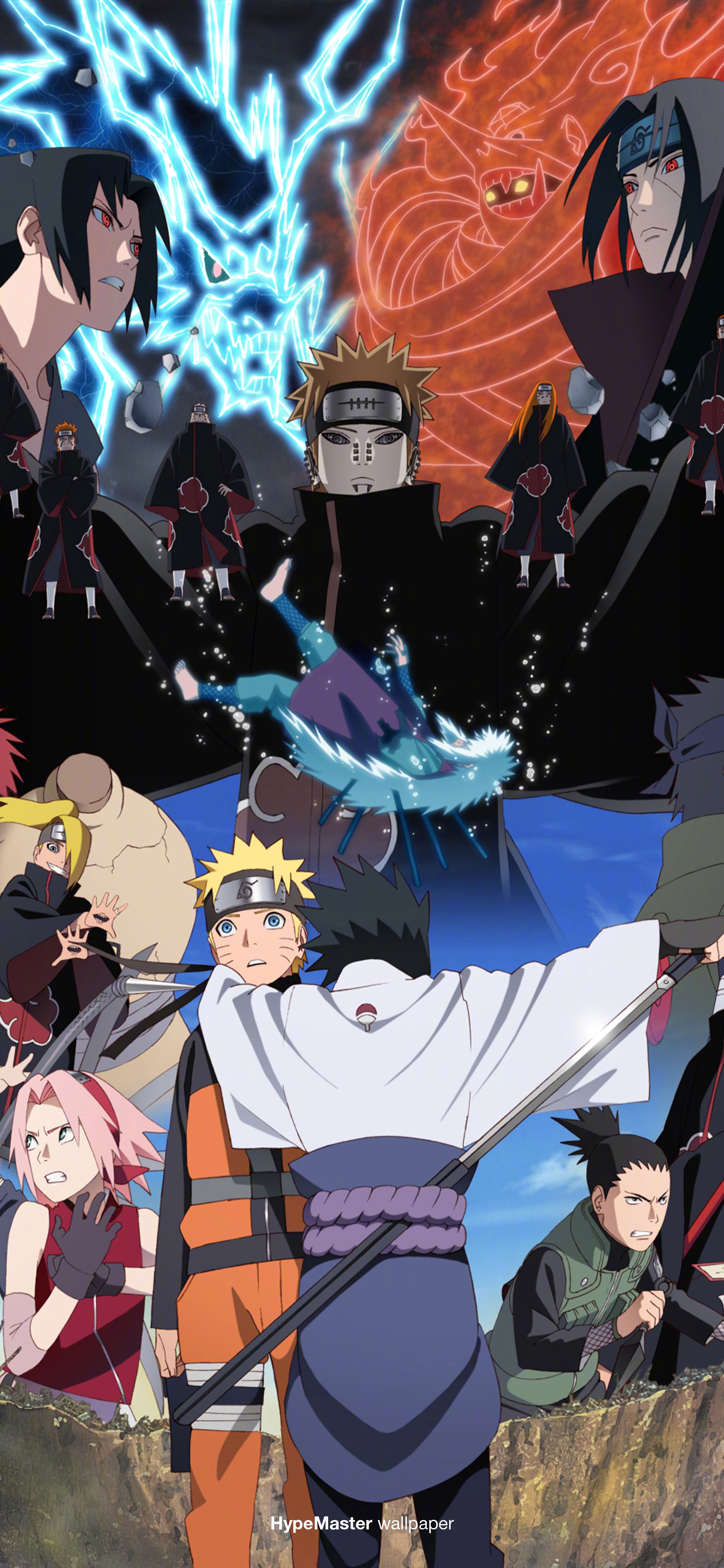 Naruto Anime Anime Boys Uchiha Sasuke Vertical Uzumaki Naruto Naruto Shippuuden Akatsuki Sword Anime 2160x4677
