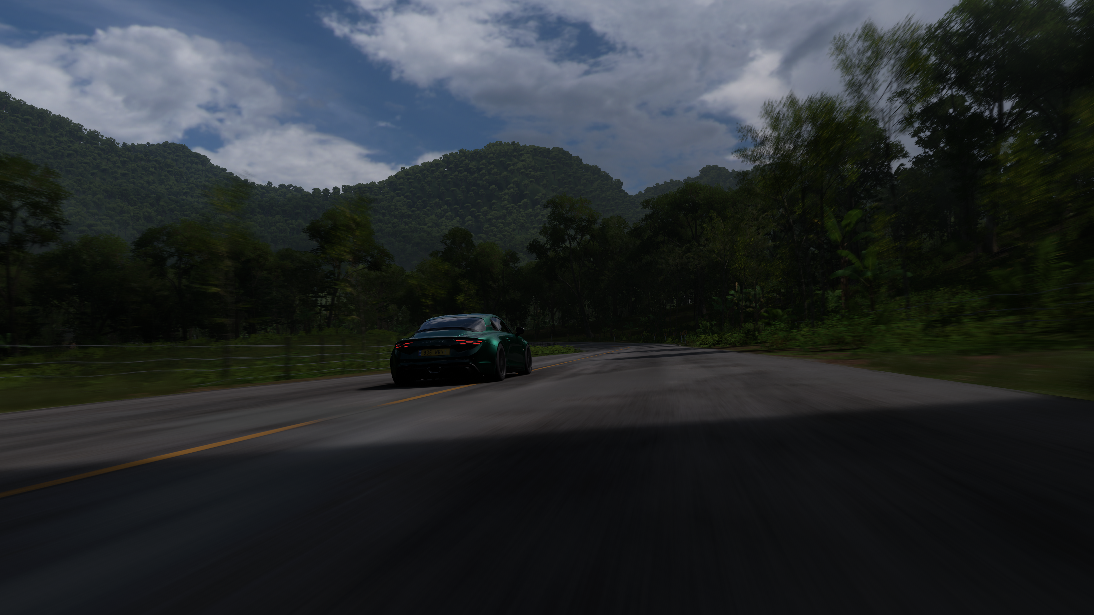 Forza Horizon 5 Car Sports Car Alpine A110 Forest Video Games CGi Road Mountains Clouds Renault Alpi 3840x2160