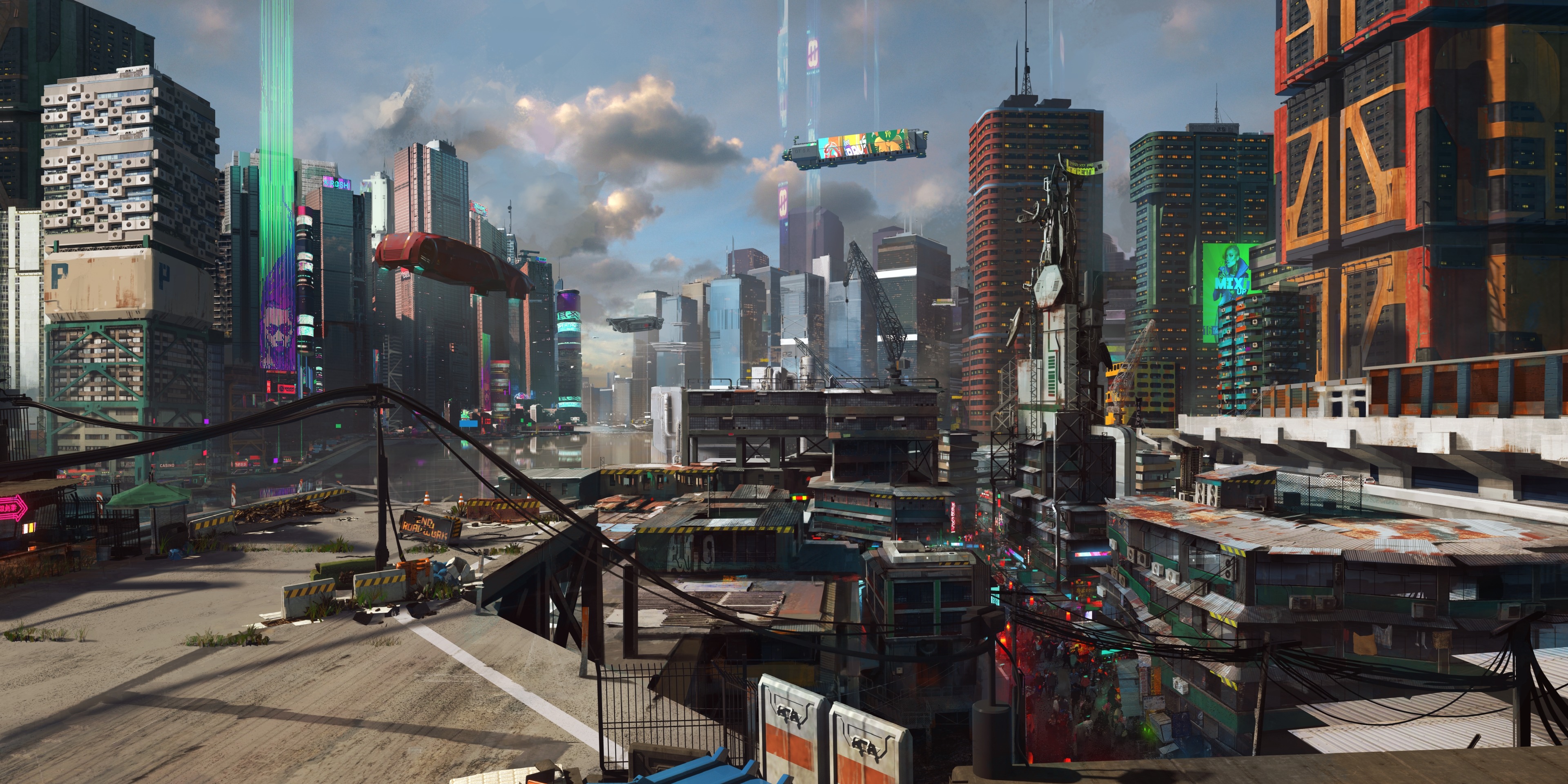 Cyberpunk City Cyberpunk Video Games City Video Game Art Clouds Cyberpunk 2077 Futuristic 3840x1920