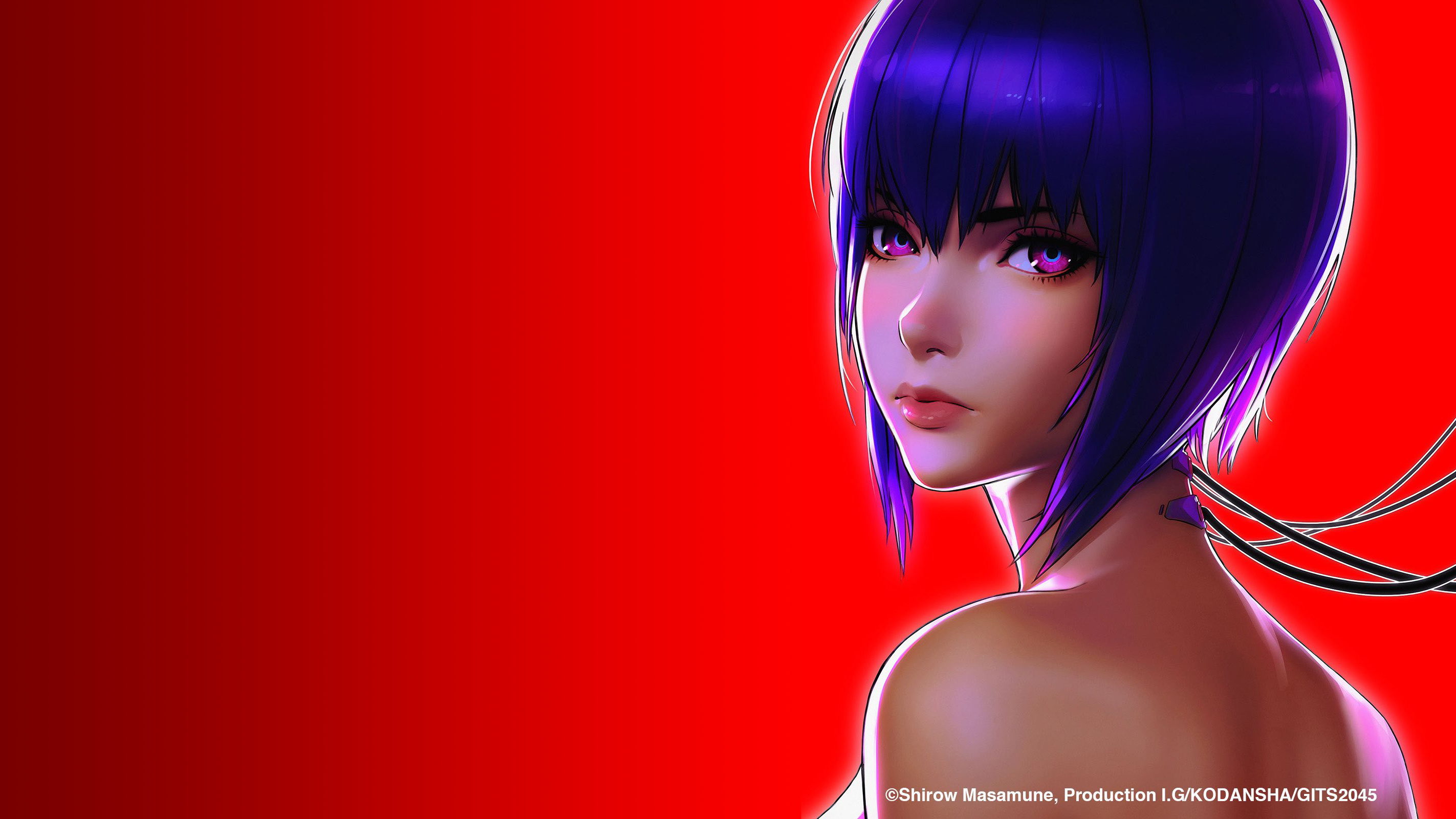 Kusanagi Motoko Ghost In The Shell SAC 2045 Ghost In The Shell Red Blue Hair Cyberpunk Pink Eyes Mas 2845x1601
