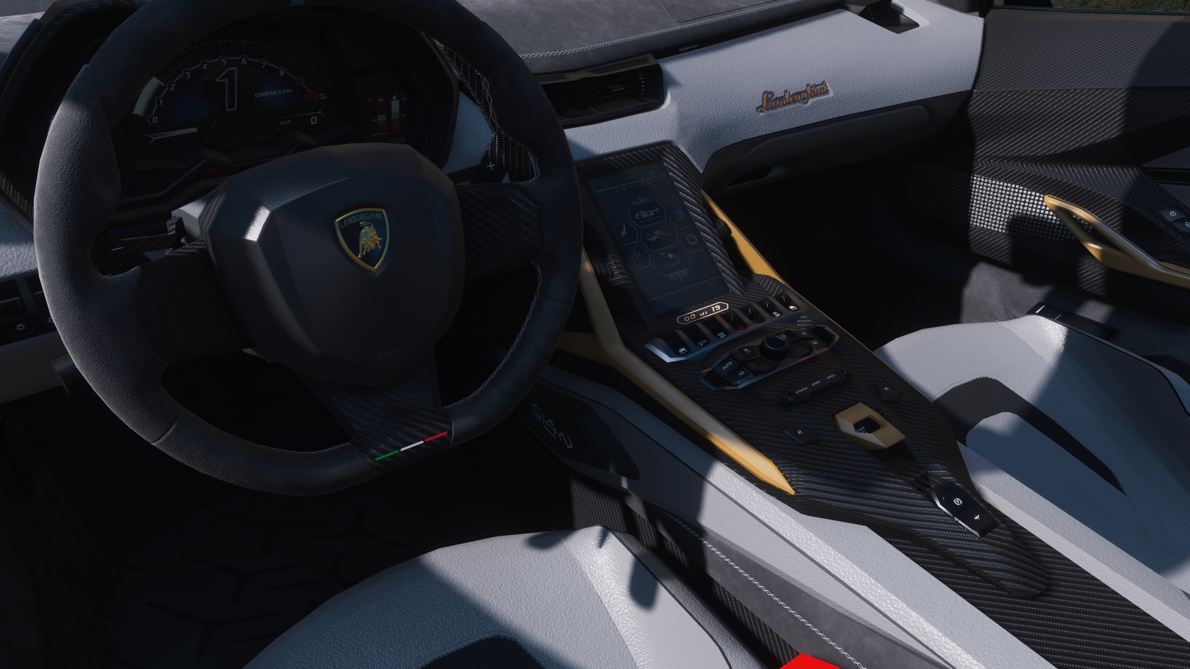 Forza Horizon 5 Lamborghini Sian Hypercar Video Games Car CGi Car Interior Steering Wheel 3840x2160