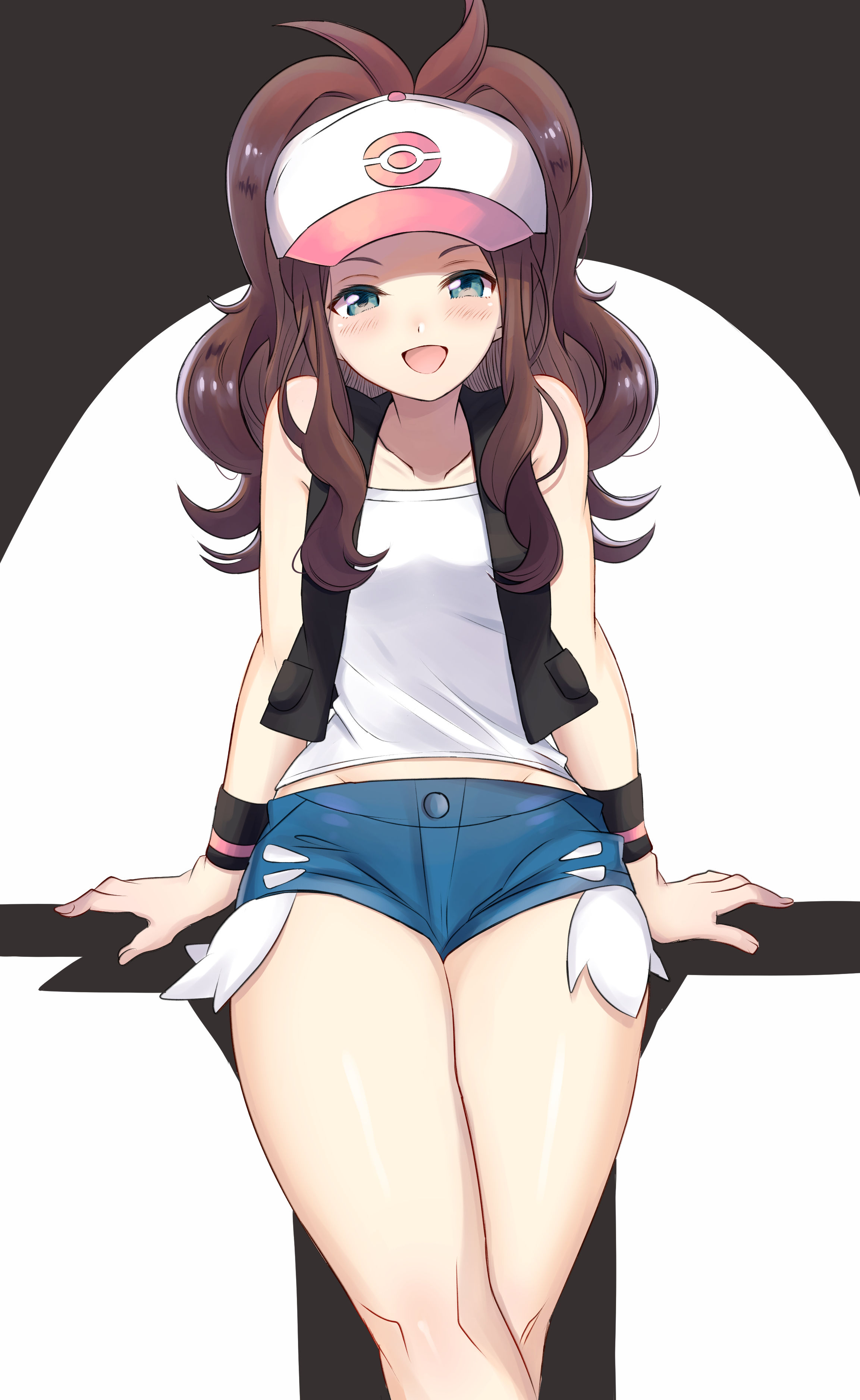 Anime Anime Girls Pokemon Hilda Pokemon Long Hair Ponytail Brunette Solo Artwork Digital Art Fan Art 2306x3753