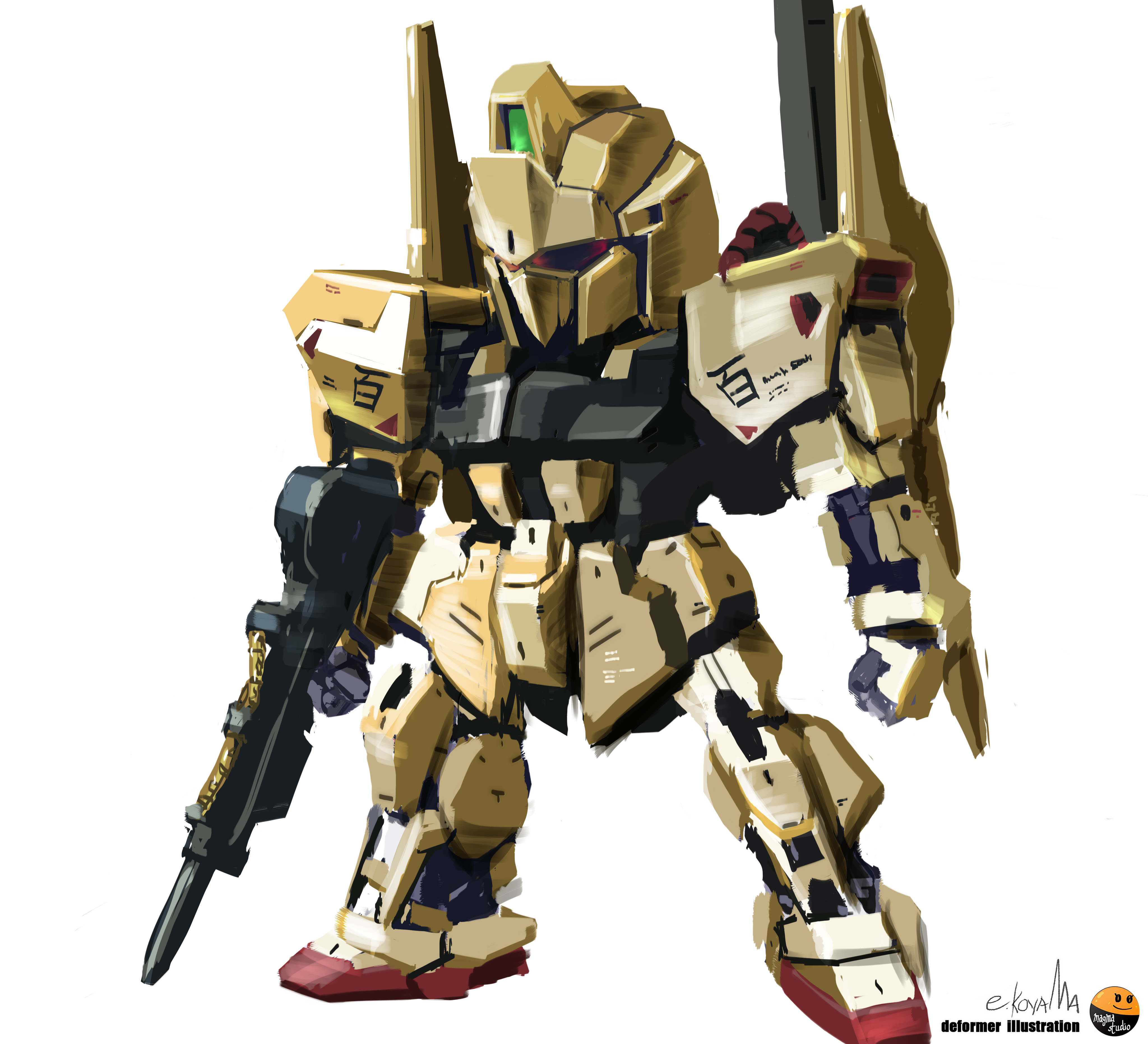Anime Mechs Super Robot Taisen Artwork Digital Art Fan Art Mobile Suit Zeta Gundam Hyaku Shiki Mobil 4096x3724