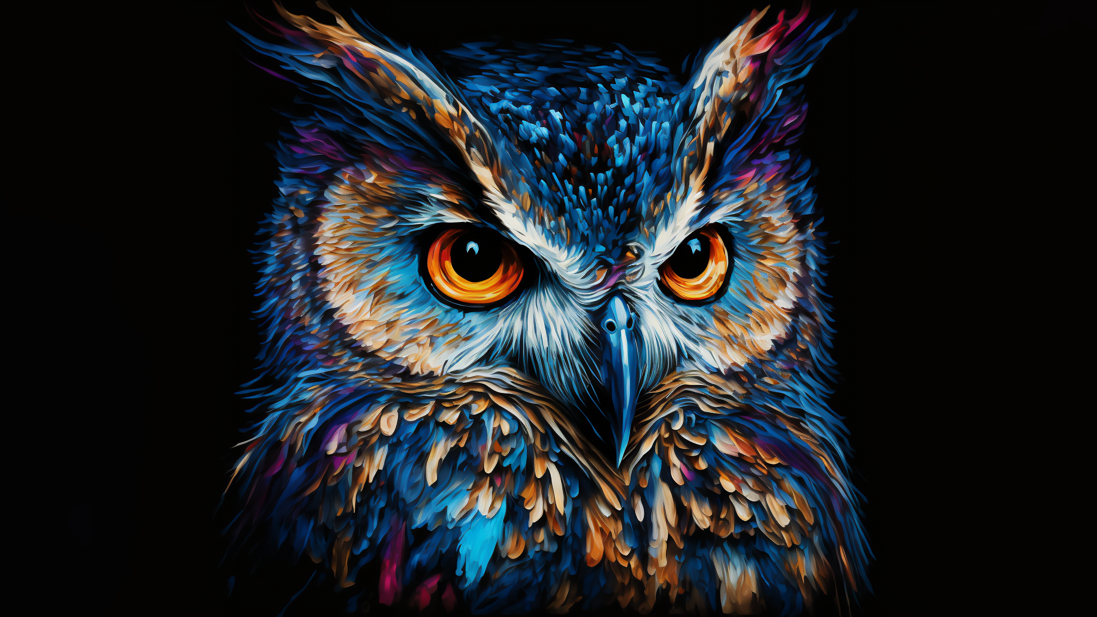 Ai Art Owl Painting Animals 3640x2048
