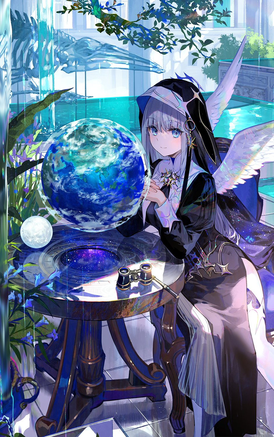 Anime Anime Girls Fuji Choko Portrait Display Nuns Nun Outfit Smiling Looking At Viewer Planet Table 939x1500