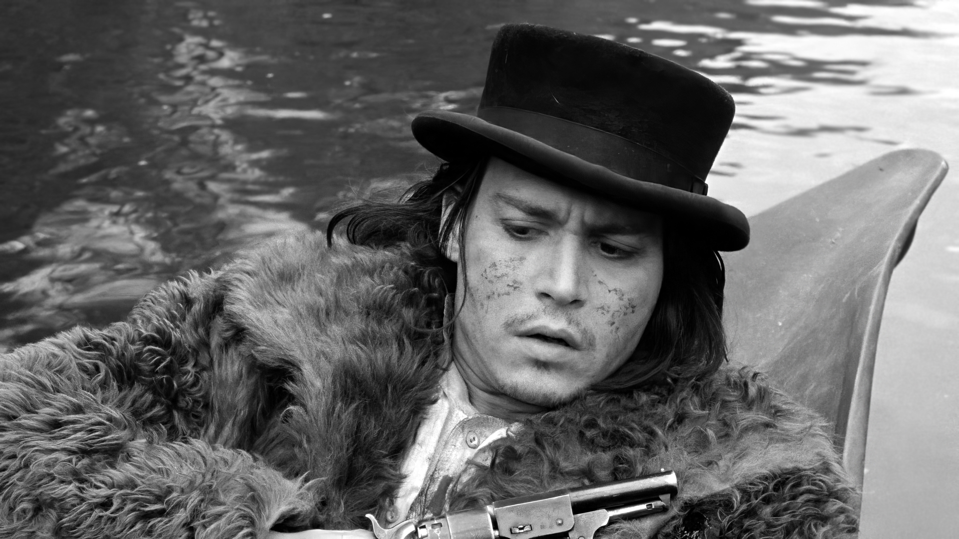 Dead Man Movies Film Stills Johnny Depp Actor Men Monochrome Jim Jarmusch Hat Revolver Water Boat 1920x1080