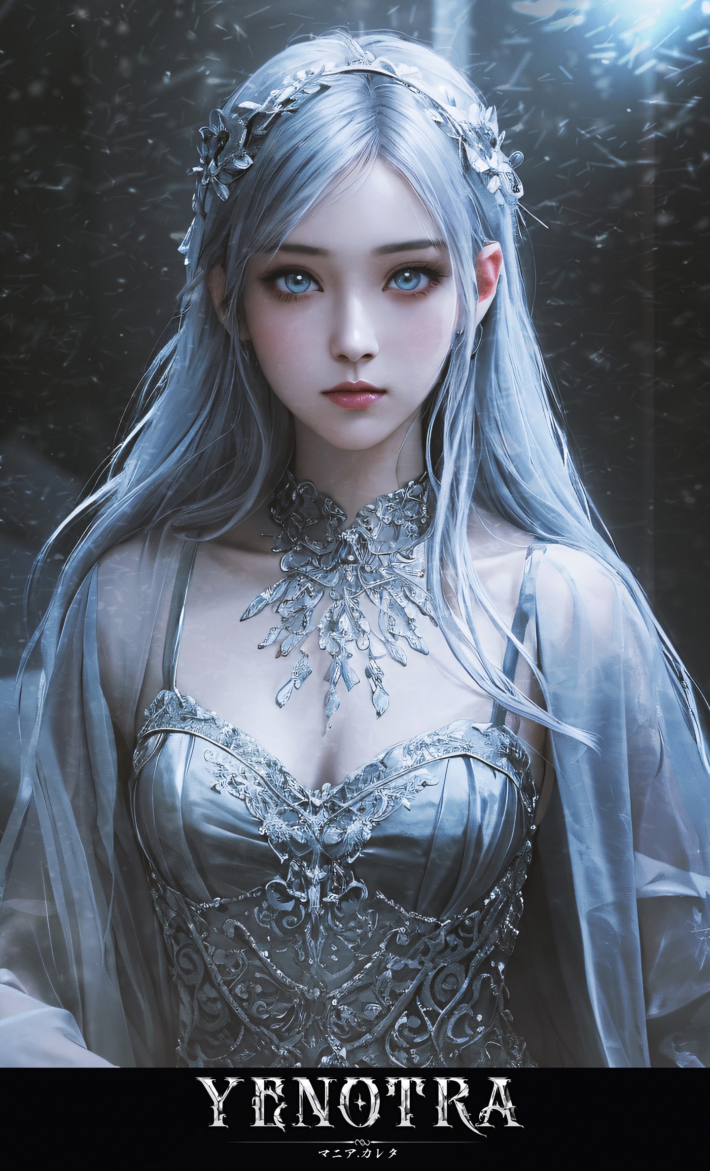 Mania Carta Drawing Women Silver Hair Blue Eyes Snow Portrait Display Digital Art Ai Art 1440x2374