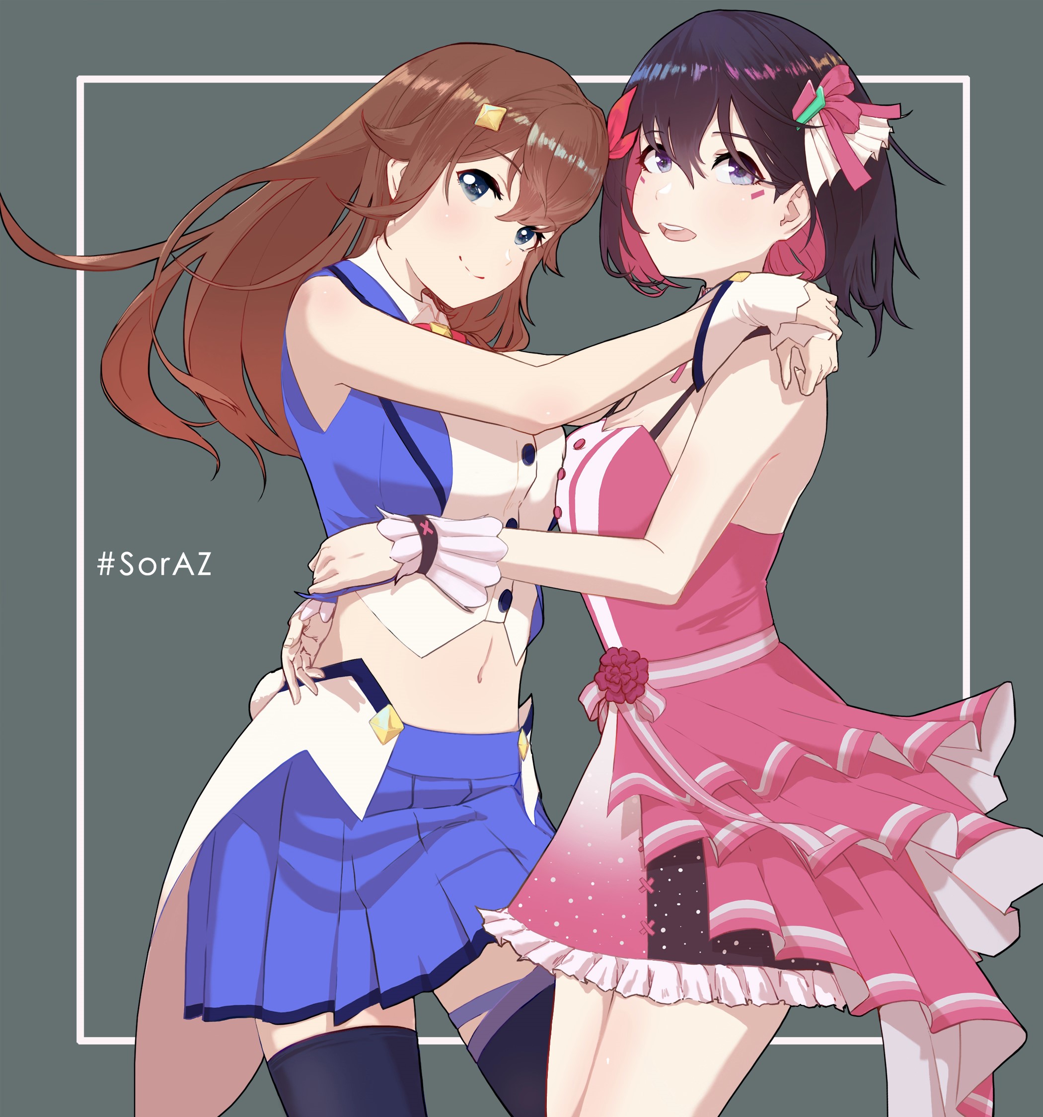 Anime Anime Girls Virtual Youtuber Hololive AZKi Tokino Sora Artwork Digital Art Fan Art Brunette Bl 2100x2250