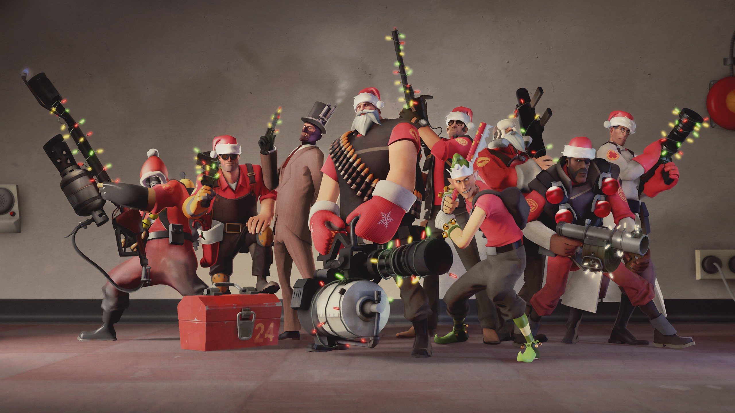 Team Fortress 2 Christmas Valve Video Games Scout TF2 Soldier TF2 Pyro TF2 Demoman Heavy TF2 Enginee 2560x1440