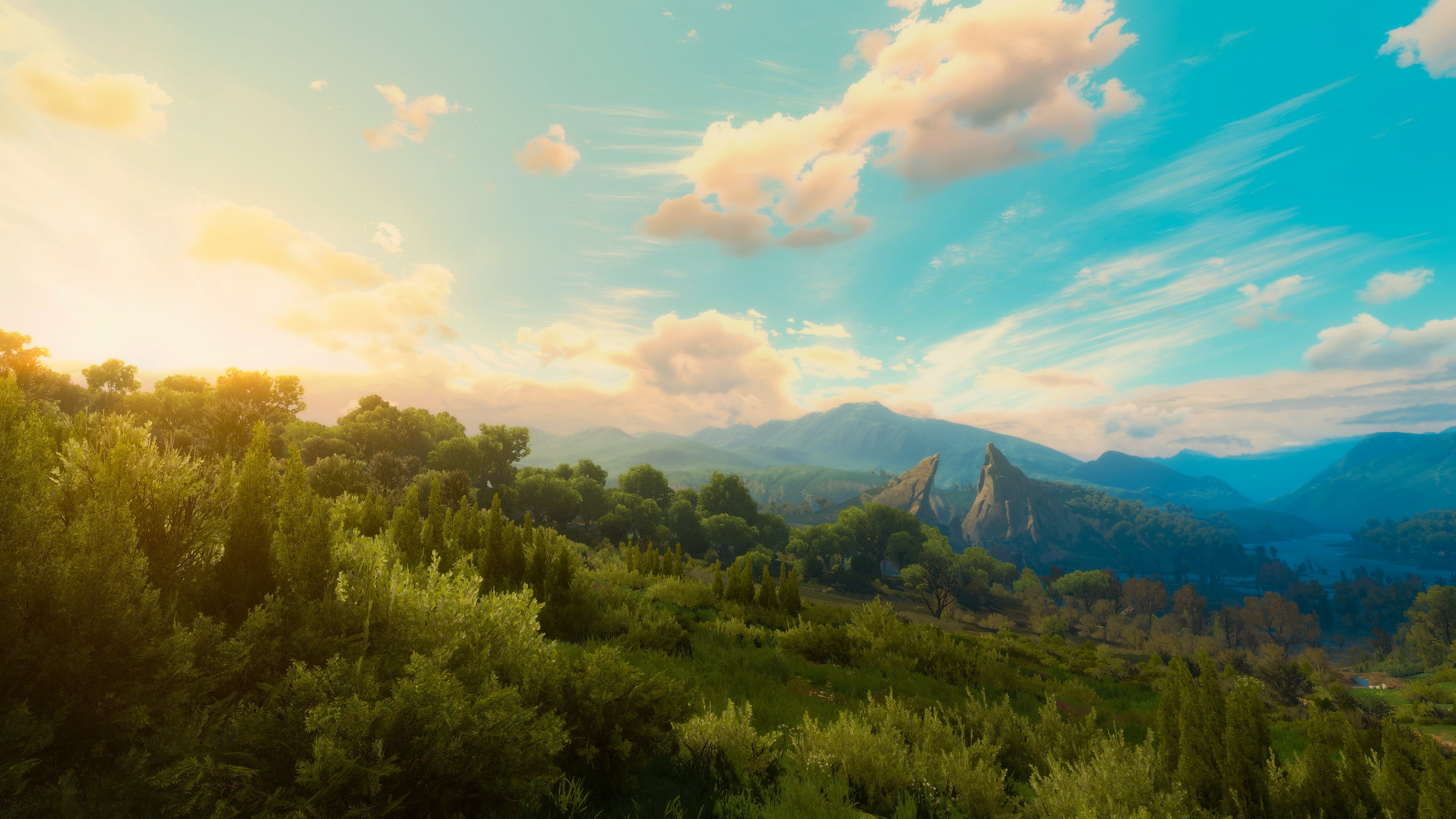 The Witcher 3 Wild Hunt PC Gaming Screen Shot The Witcher 3 Wild Hunt Blood And Wine Mountains Trees 3840x2160