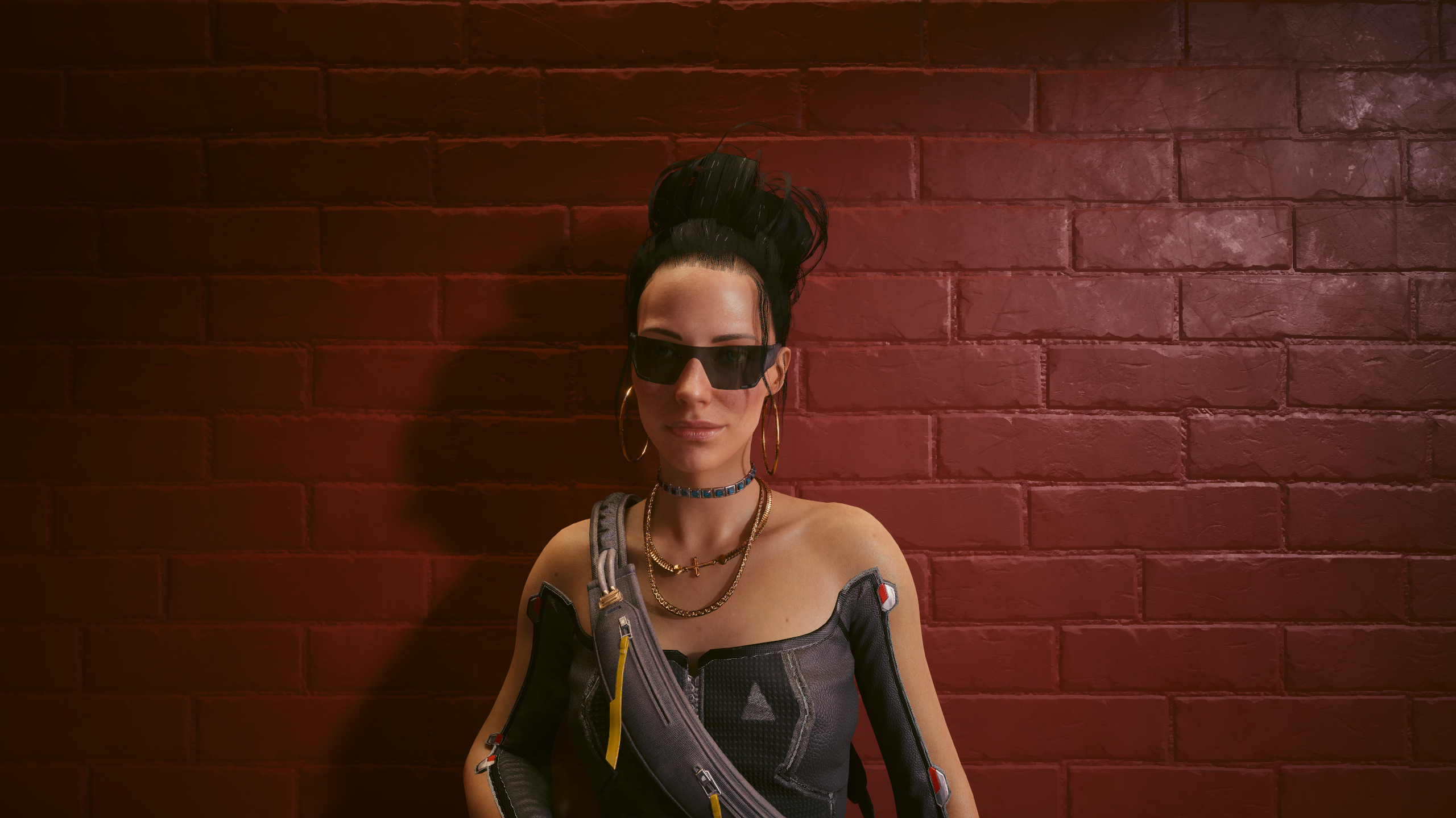 Video Game Art Cyberpunk 2077 CGi Video Game Characters Video Games Sunglasses Earring Hoop Earrings 2560x1440