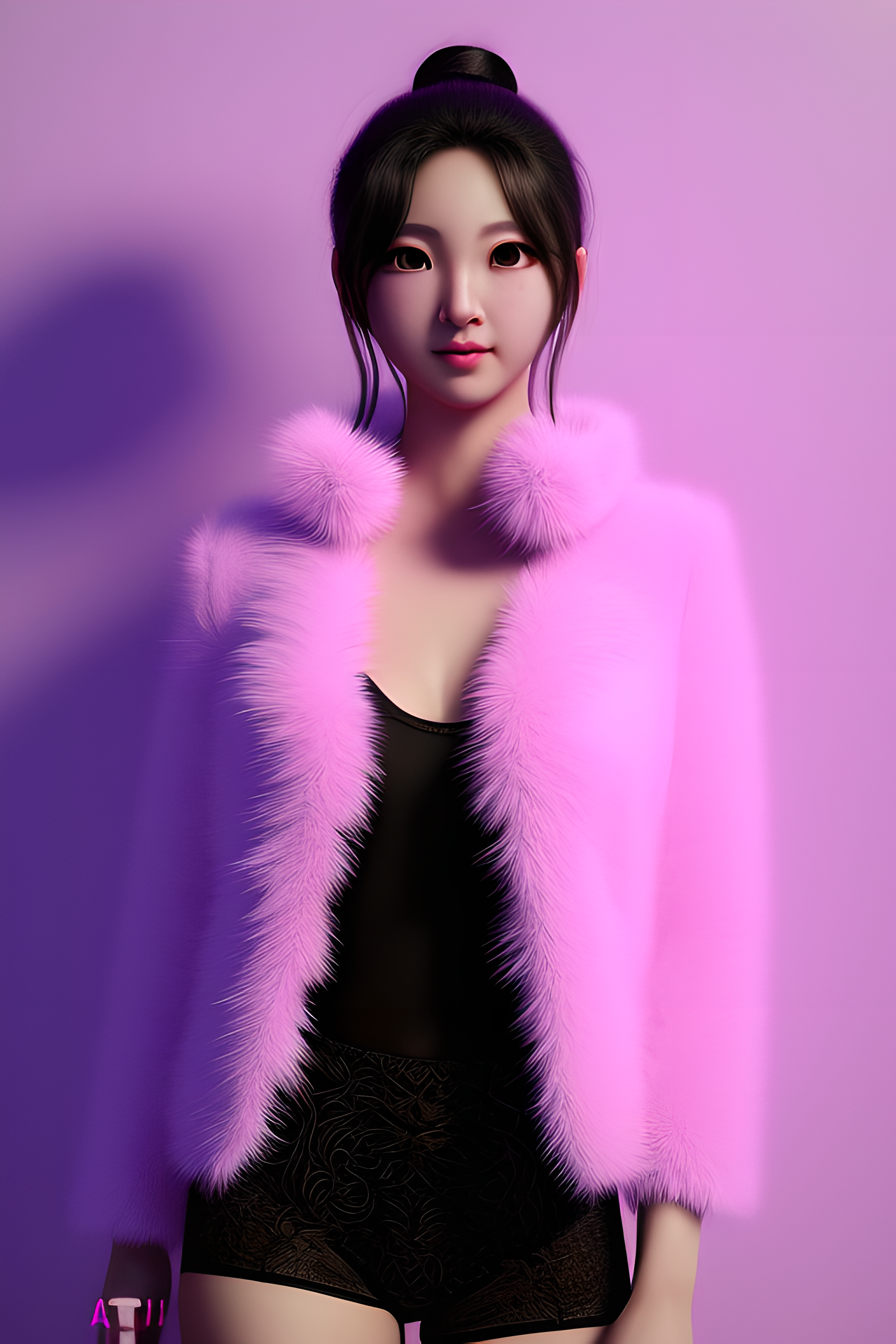 Pink Hair Blushing Fluffy Clothe Stable Diffusion Vertical Asian Women 2048x3072